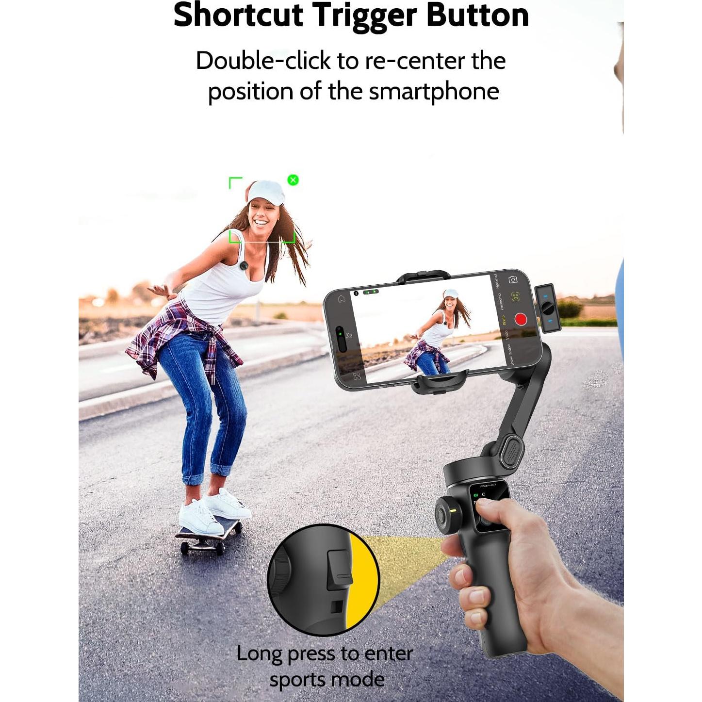 Estabilizador Gimbal 3 Ejes AOCHUAN V8 Mic con Micrófono Inalámbrico