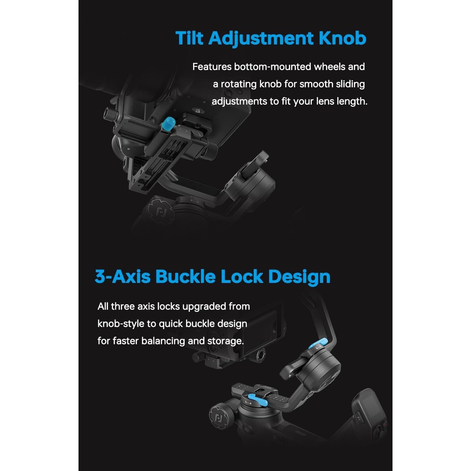 Gimbal Profesional FeiyuTech SCORP 3 - Soporta 3.5kg, AI