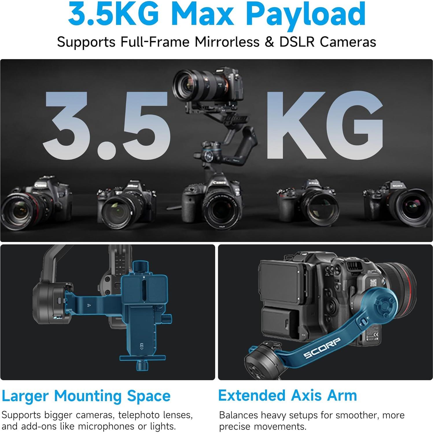 Estabilizador de cámara Feiyu SCORP-C2 - Carga útil 3.5kg