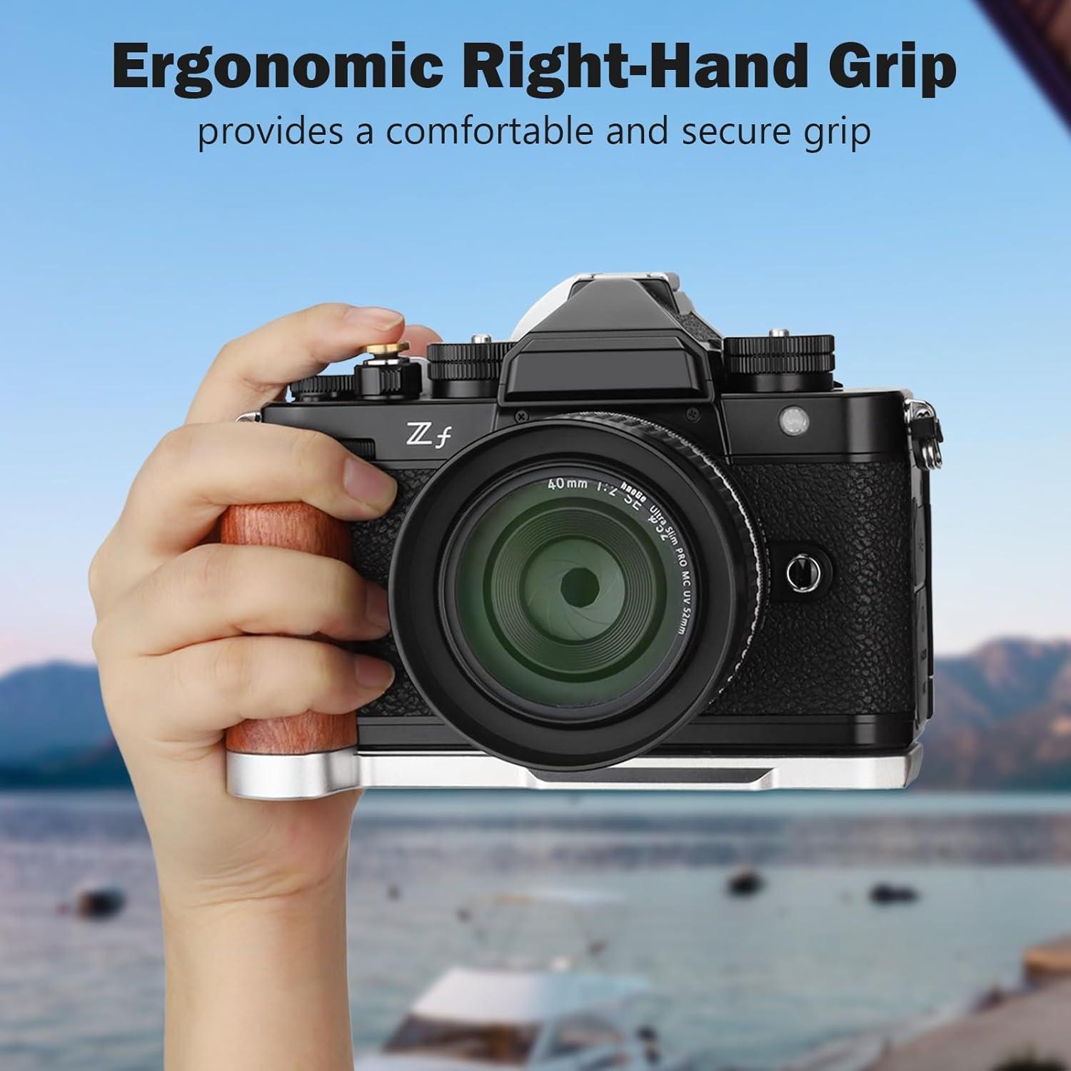 Soporte en L LEFTFOTO para cámara Nikon ZF con empuñadura de madera