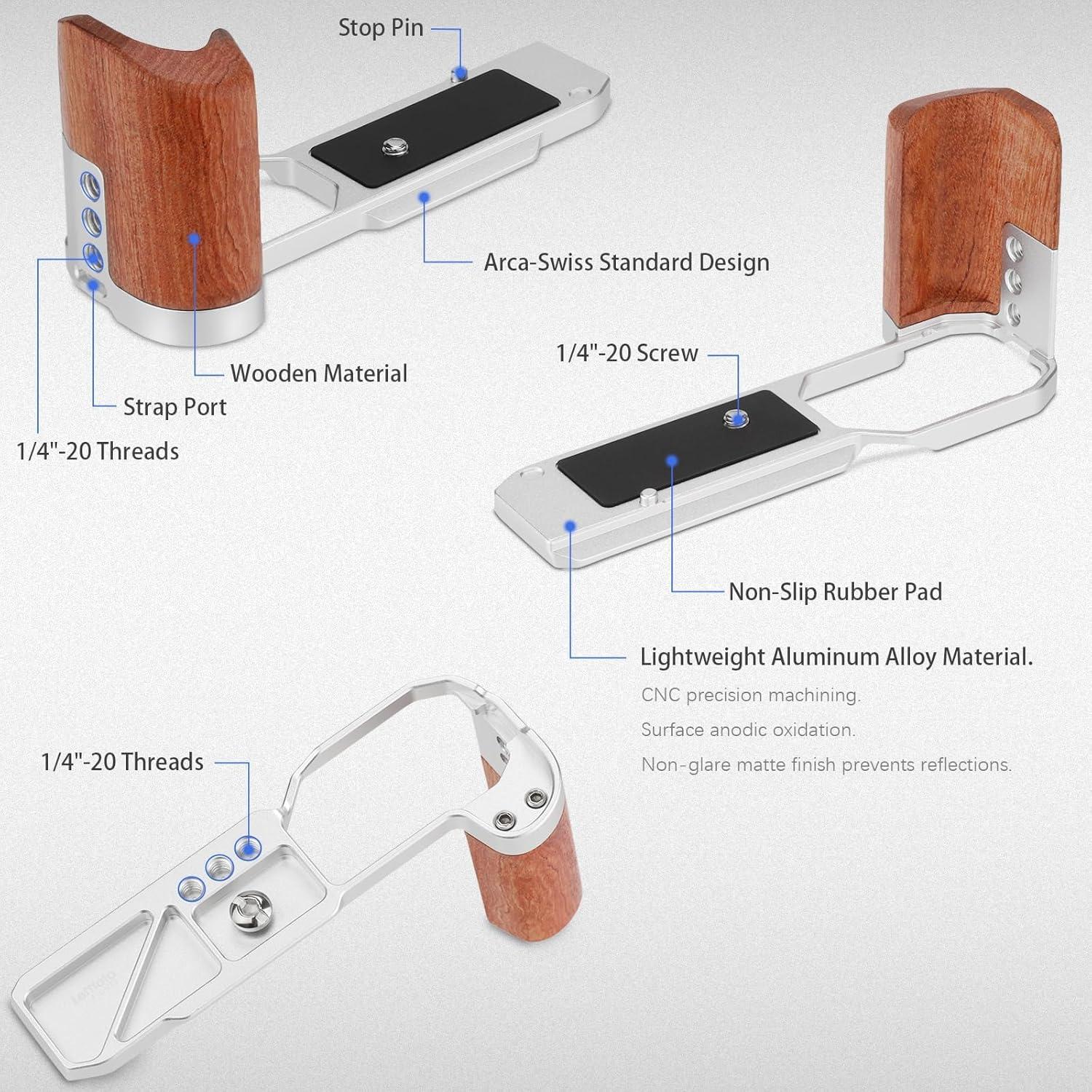 Soporte en L LEFTFOTO para cámara Nikon ZF con empuñadura de madera