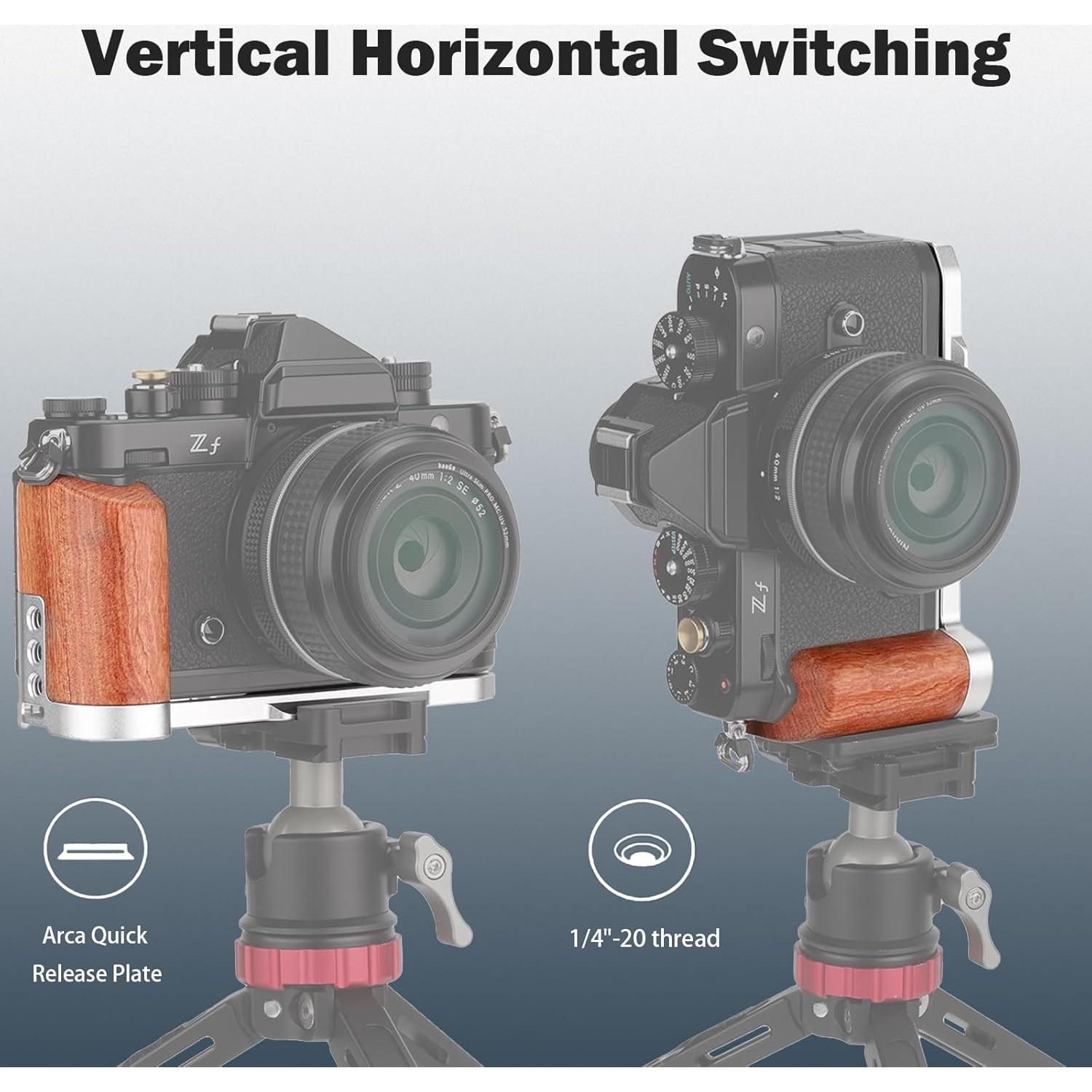 Soporte en L LEFTFOTO para cámara Nikon ZF con empuñadura de madera