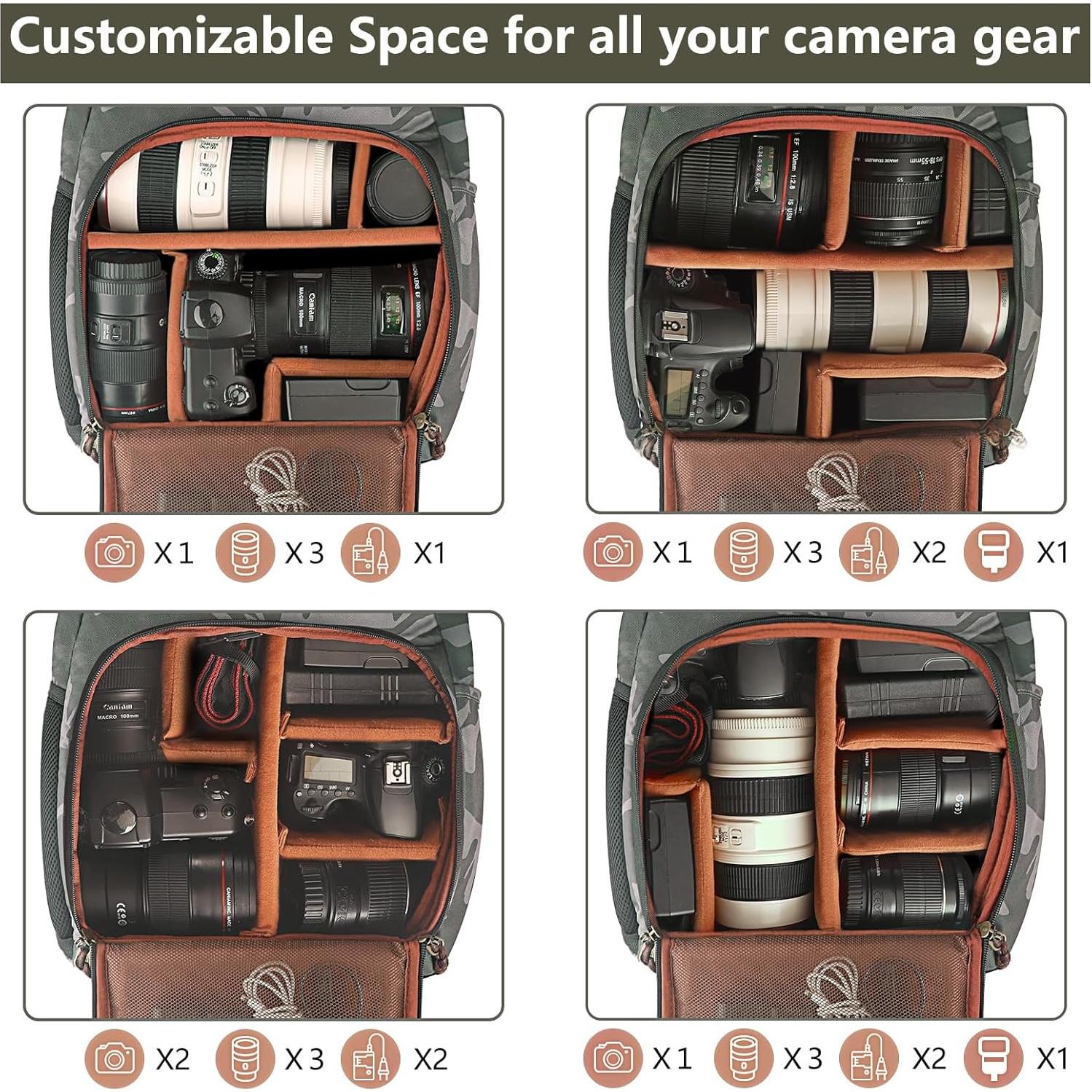 Mochila para Cámara Profesional Bolosta Camuflaje 14L