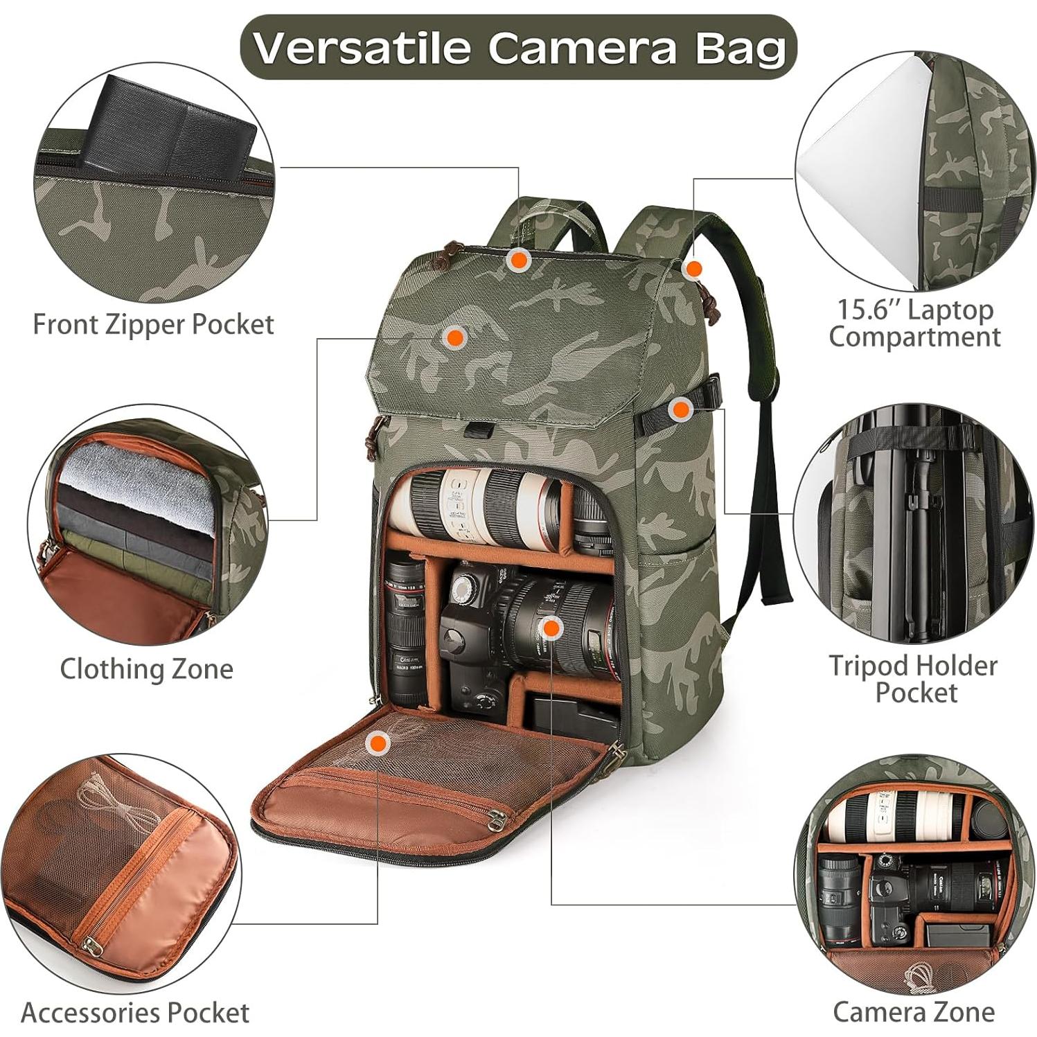 Mochila para Cámara Profesional Bolosta Camuflaje 14L