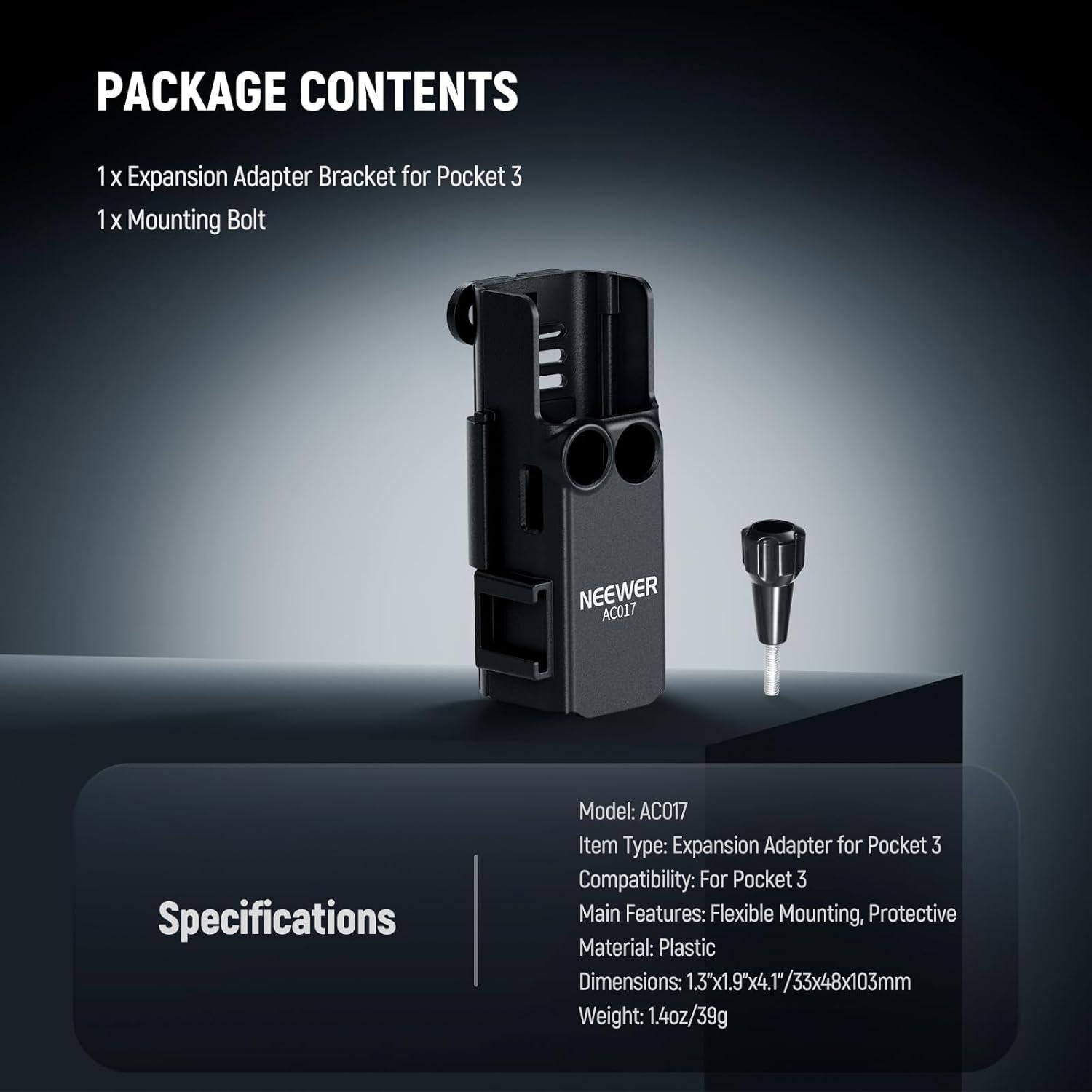 Adaptador de Montaje Extensible NEEWER AC017 para DJI Osmo Pocket 3