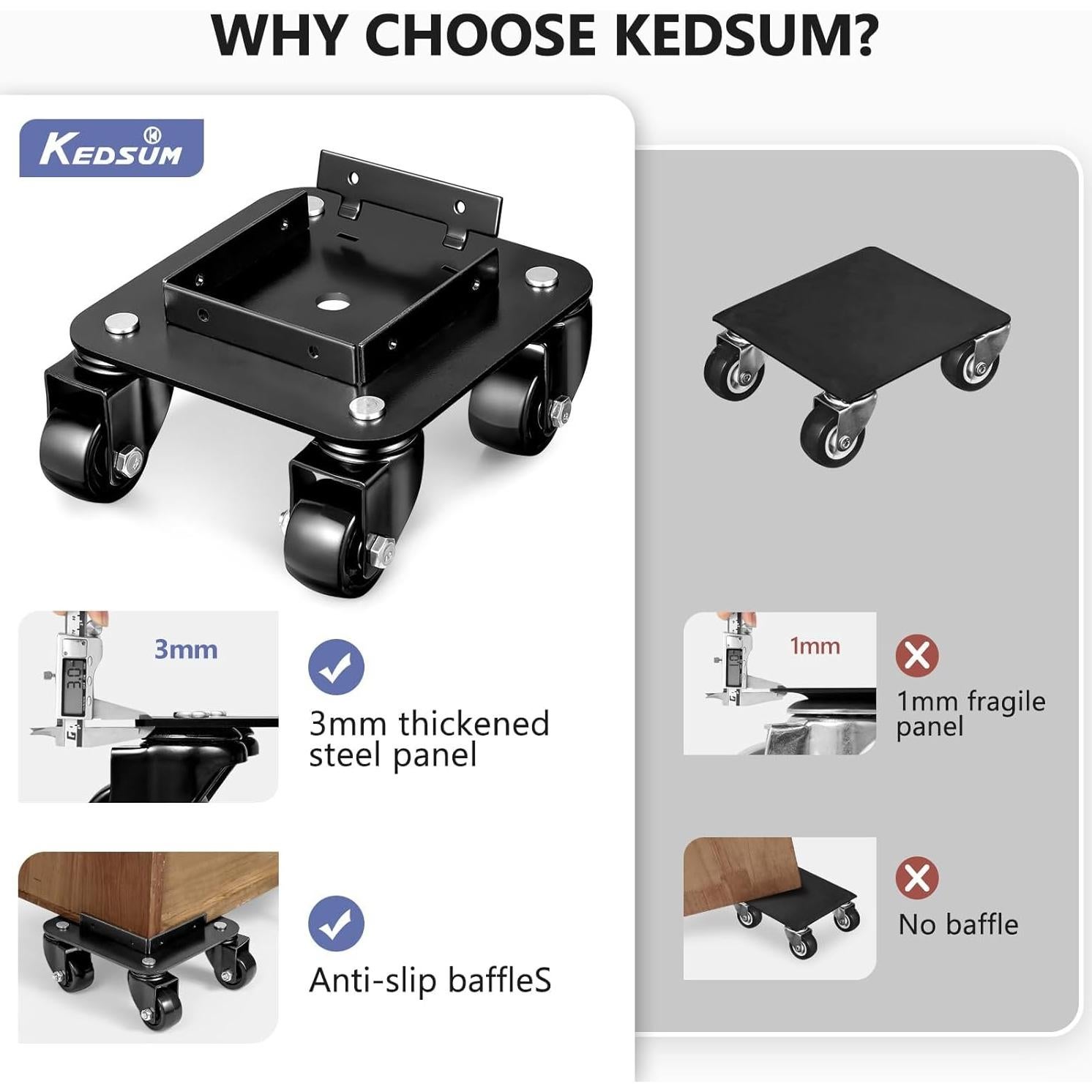 Dolly de Muebles KEDSUM 680kg con Ruedas Giratorias - Juego de 4