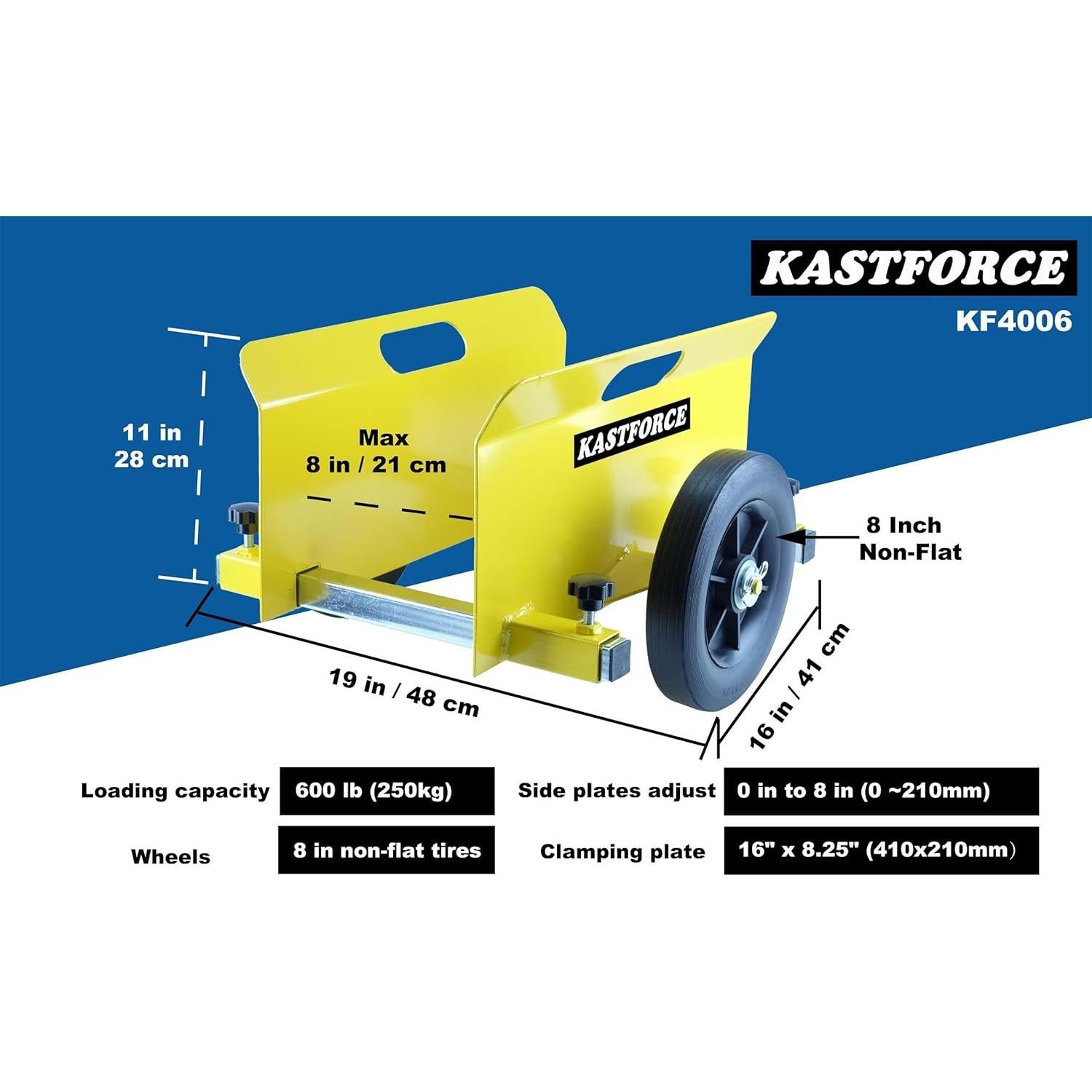 Carro de Panel KASTFORCE KF4006, Capacidad 272 kg, Ruedas 20 cm