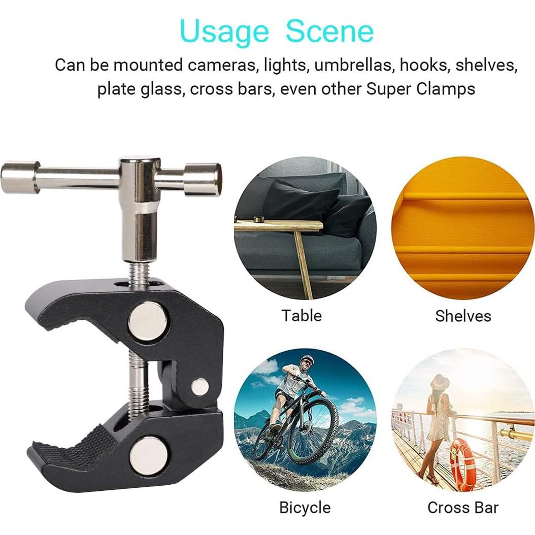 AngelReally Super Clamp 3 Pack Ajustable 10-50mm para Cámaras