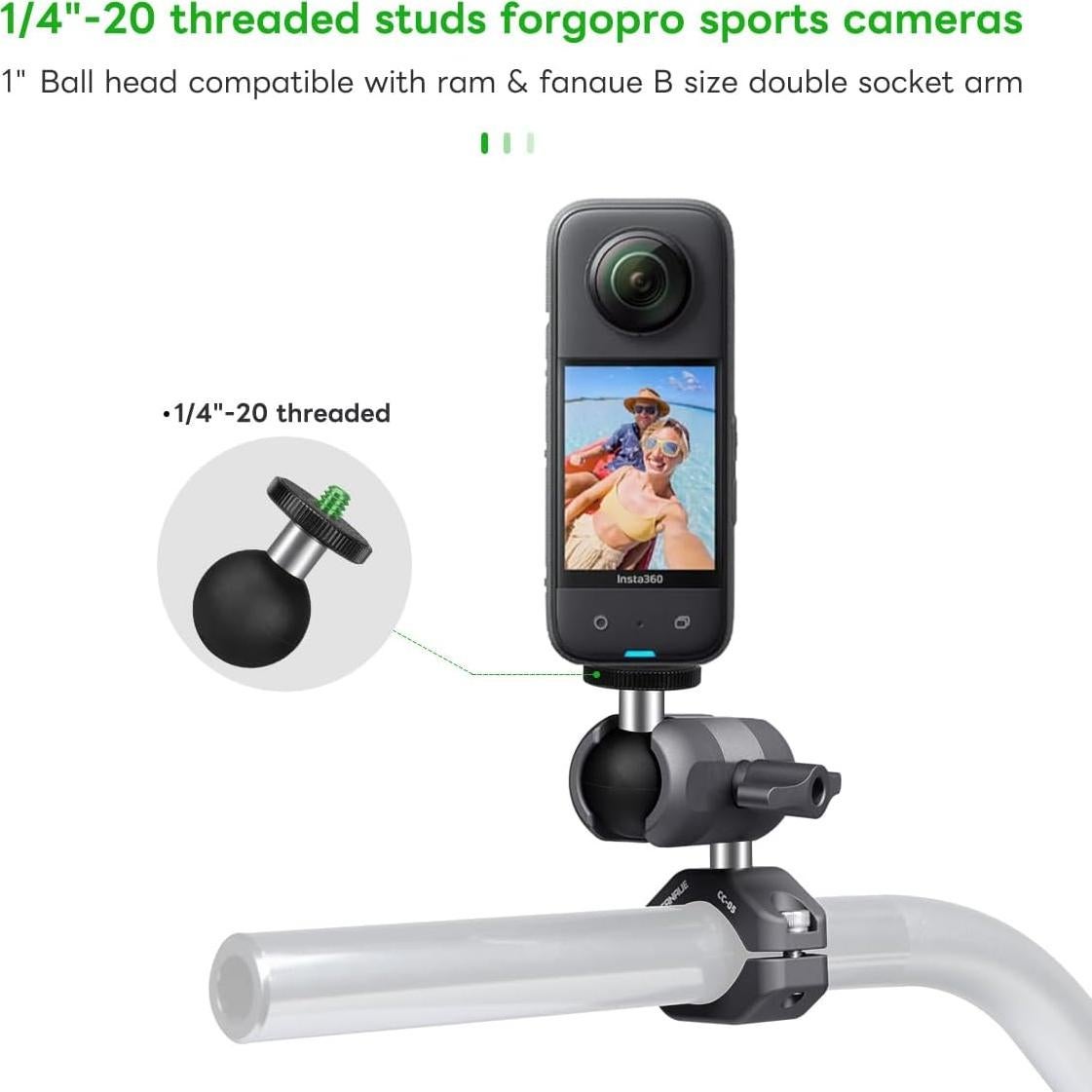 Adaptador de bola FANAUE GB-02 1" con rosca 1/4"-20