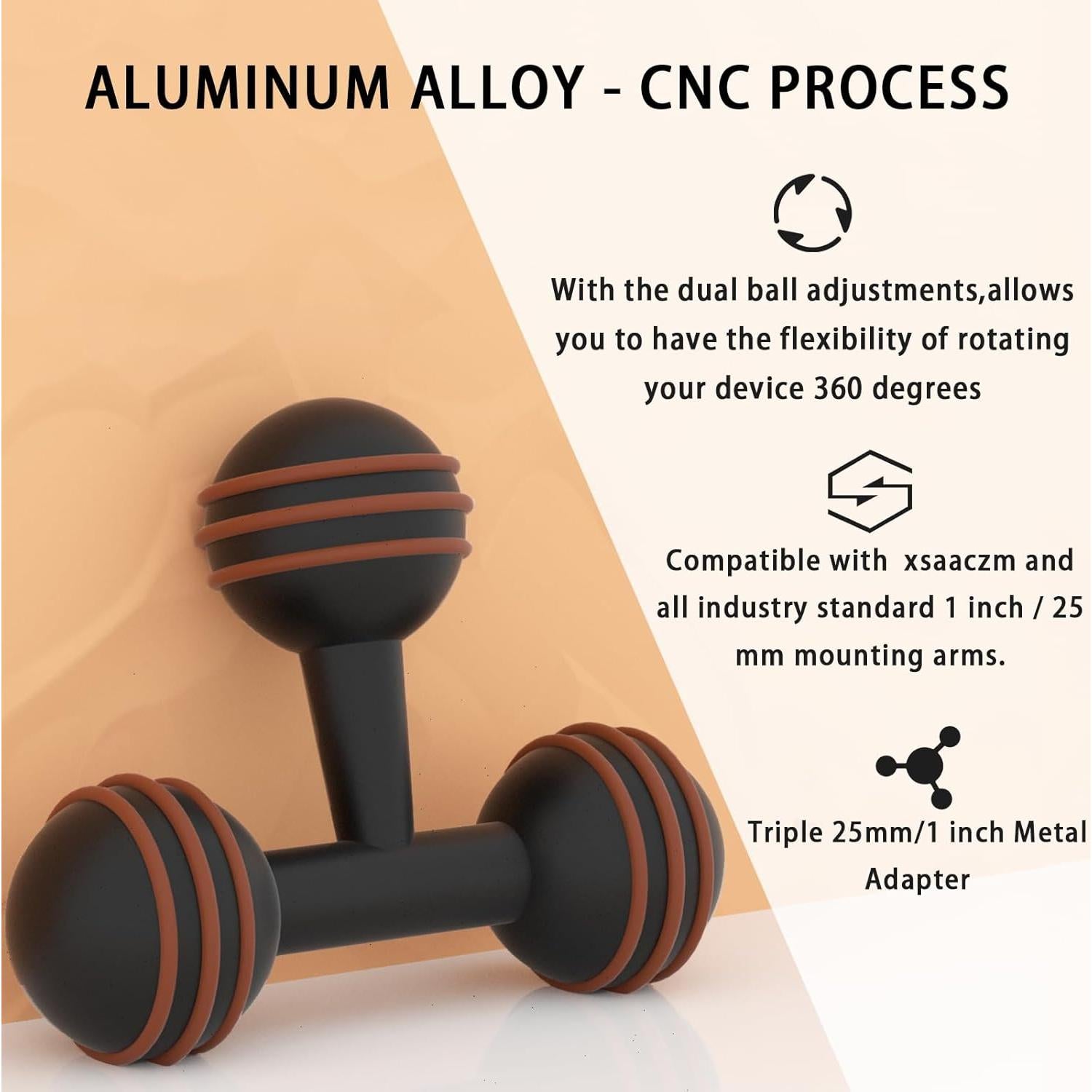 Adaptador Triple de Bola de Aluminio 25mm para Soportes RAM