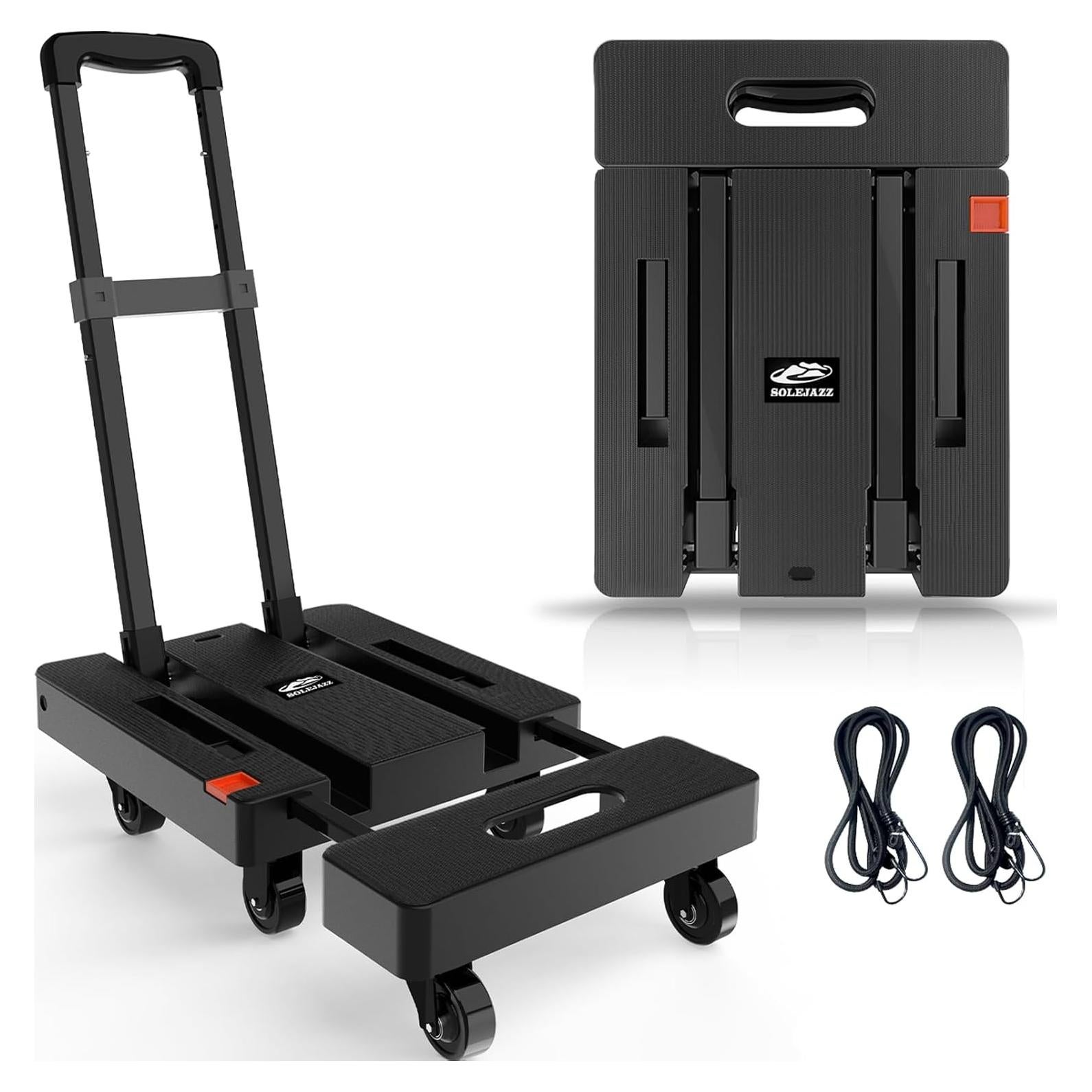 Carro de Mano Plegable SOLEJAZZ 500 lbs Negro Portátil