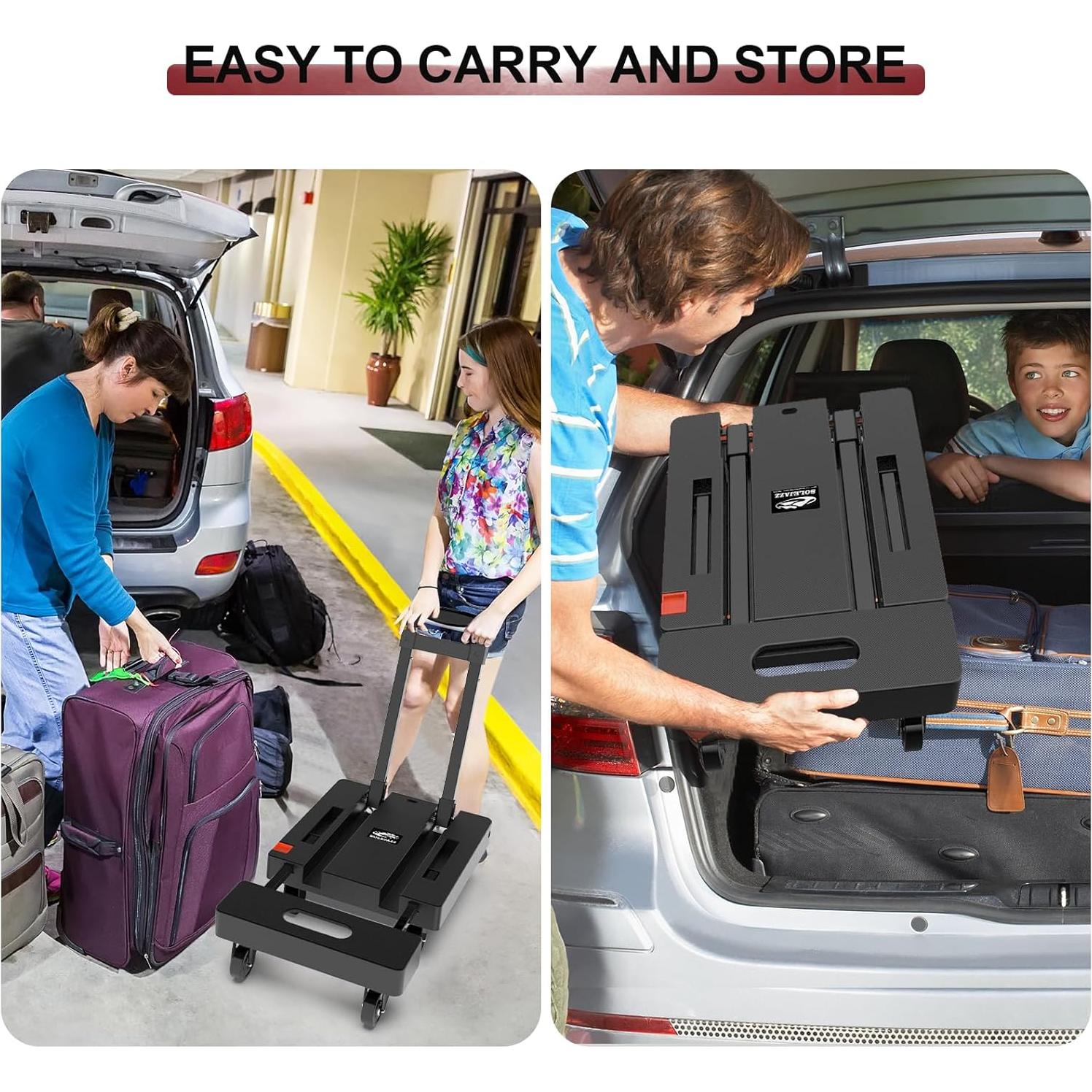 Carro de Mano Plegable SOLEJAZZ 500 lbs Negro Portátil