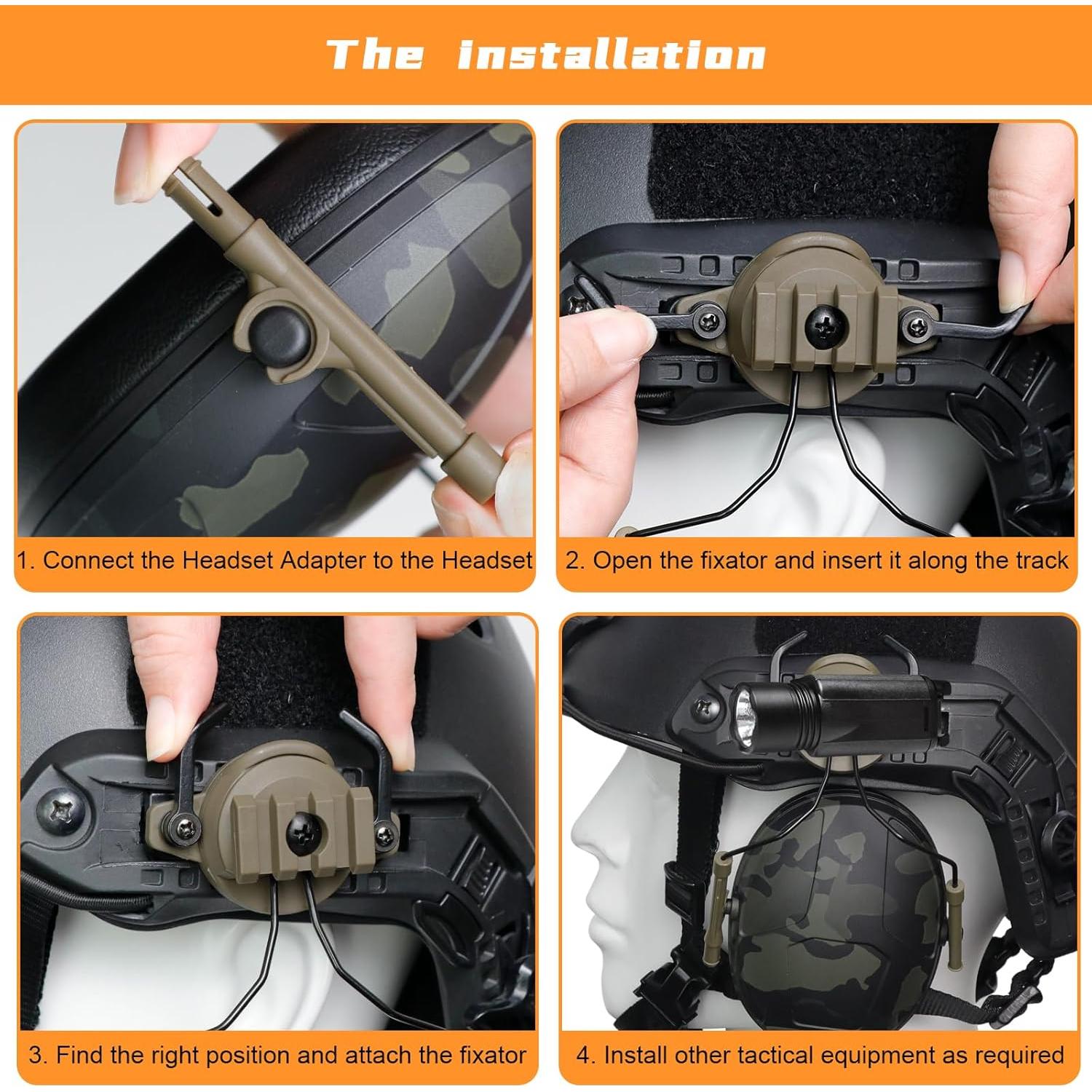 Adaptador de Auriculares Táctico Qavctw para Casco FAST 19-21mm