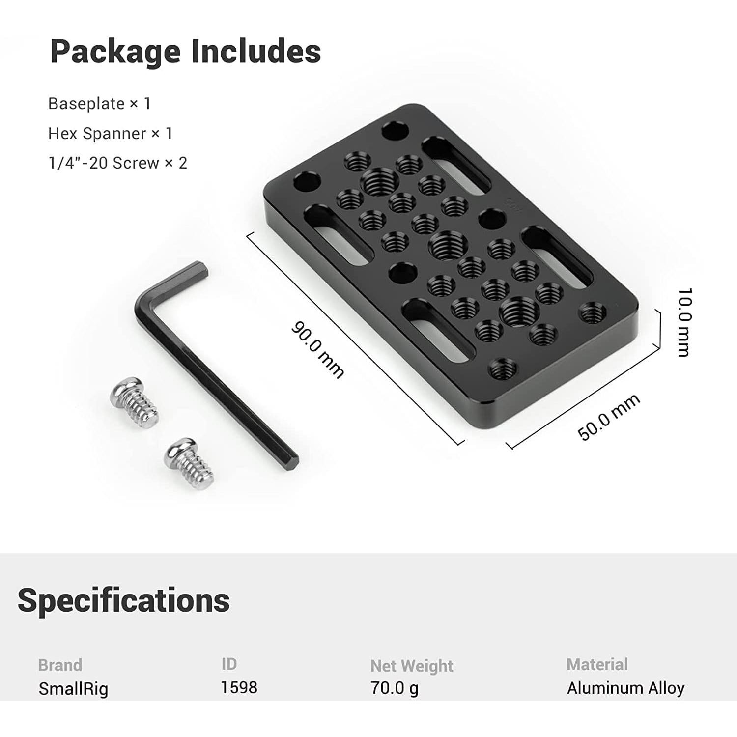 Placa de Cámara SmallRig 1598 para Railblocks y Dovetails
