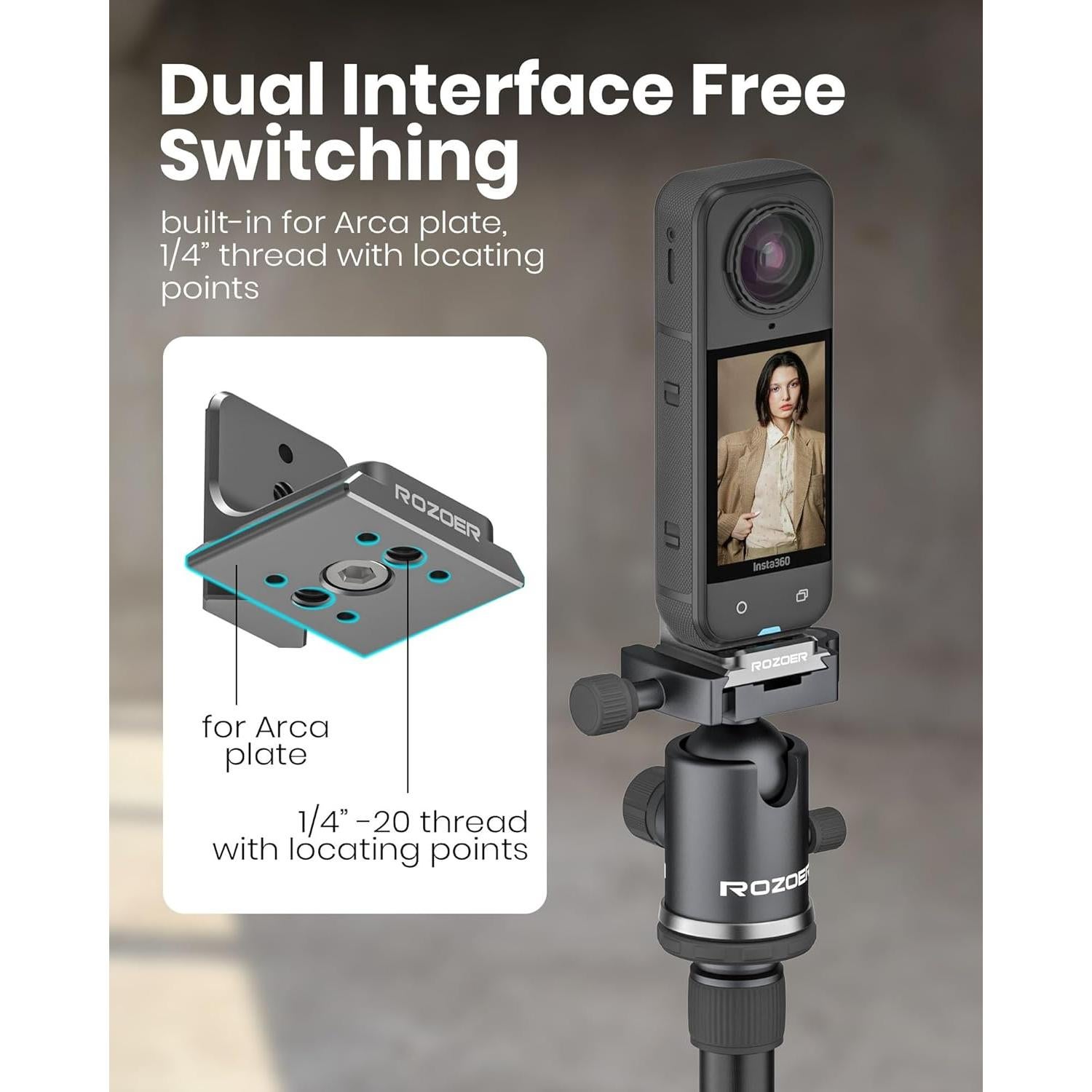 Placa de Liberación Rápida en L ROZOER para Insta360 X5/X4/X3