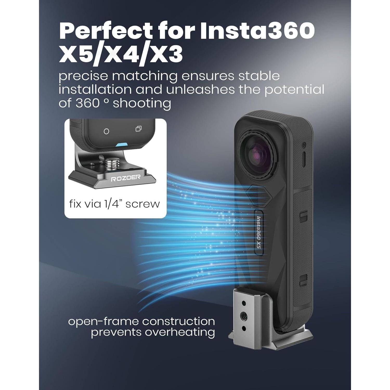 Placa de Liberación Rápida en L ROZOER para Insta360 X5/X4/X3