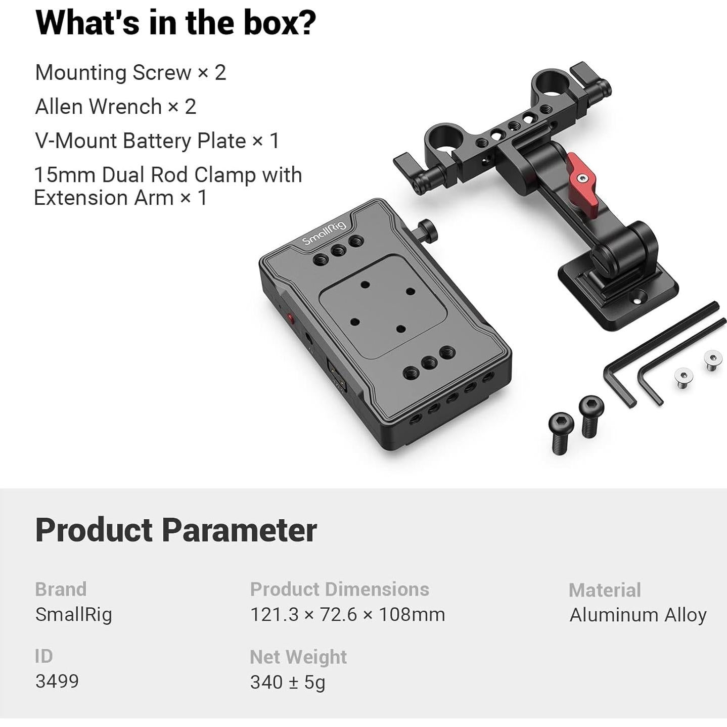 Placa Adaptadora de Batería V-Mount SmallRig 3499 con D-TAP