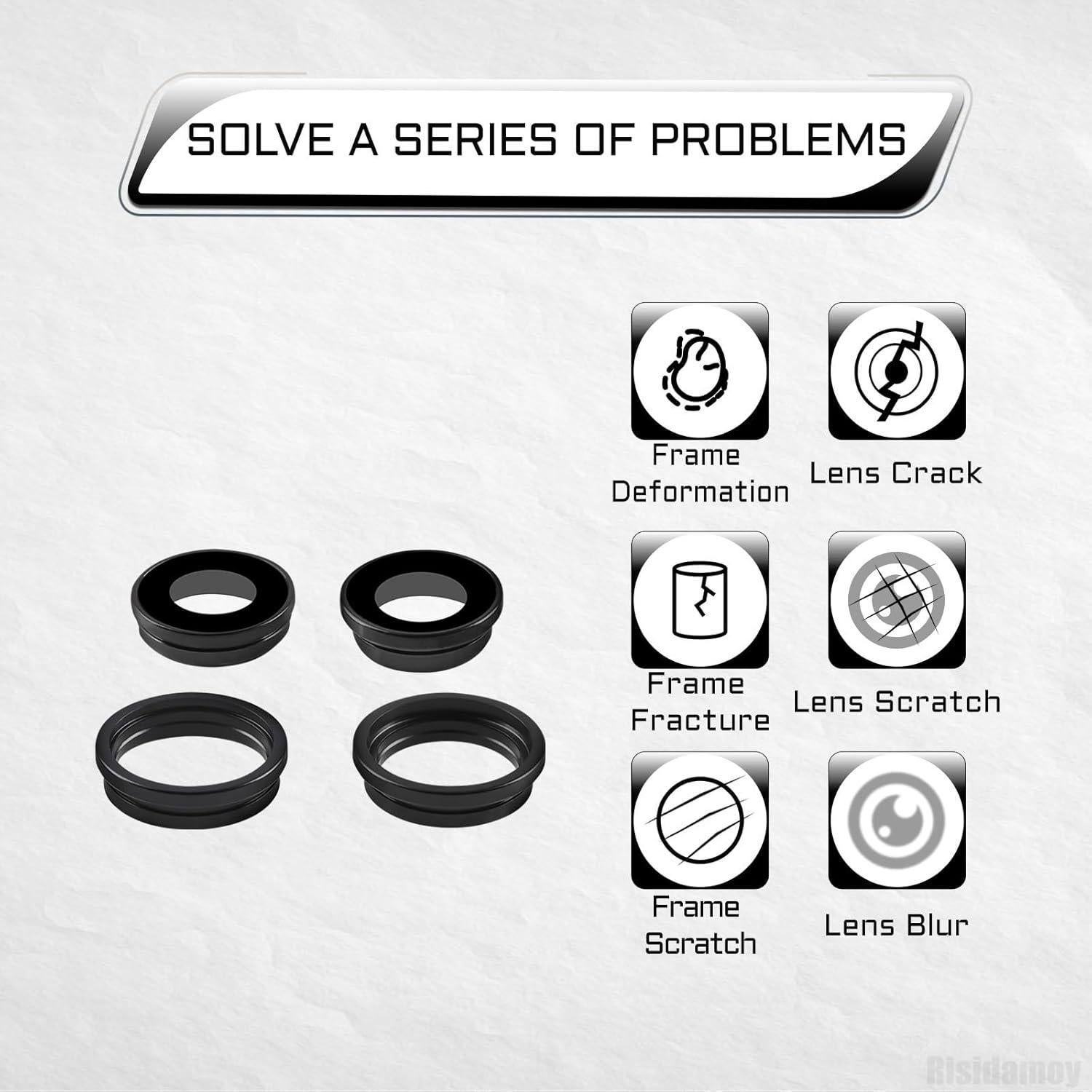 Cristal de Lente de Cámara para iPhone 15 Plus con Marco y Herramientas