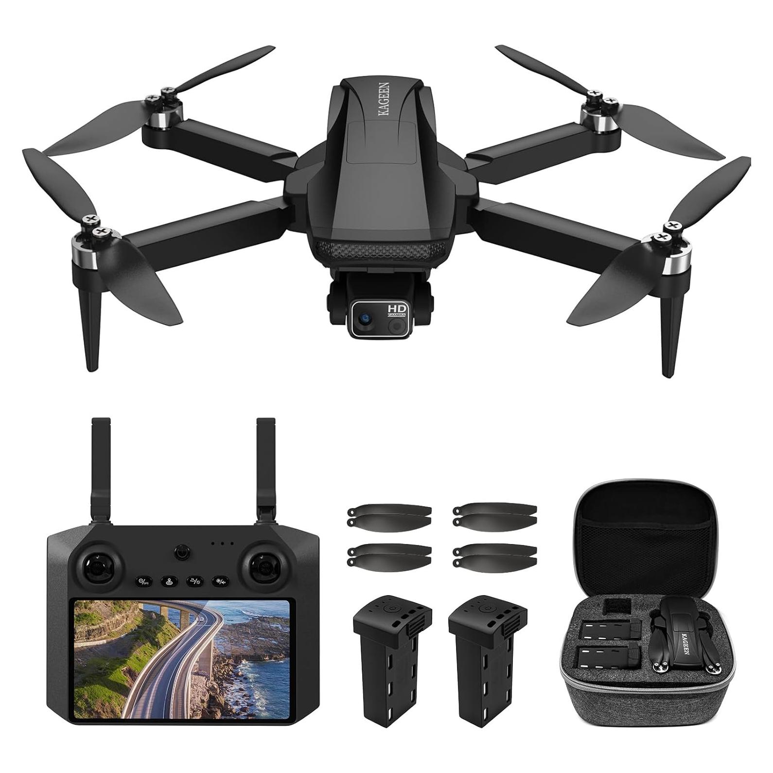 Drone KAGEEN 4K con cámara y control táctil 5.5", 46 min vuelo