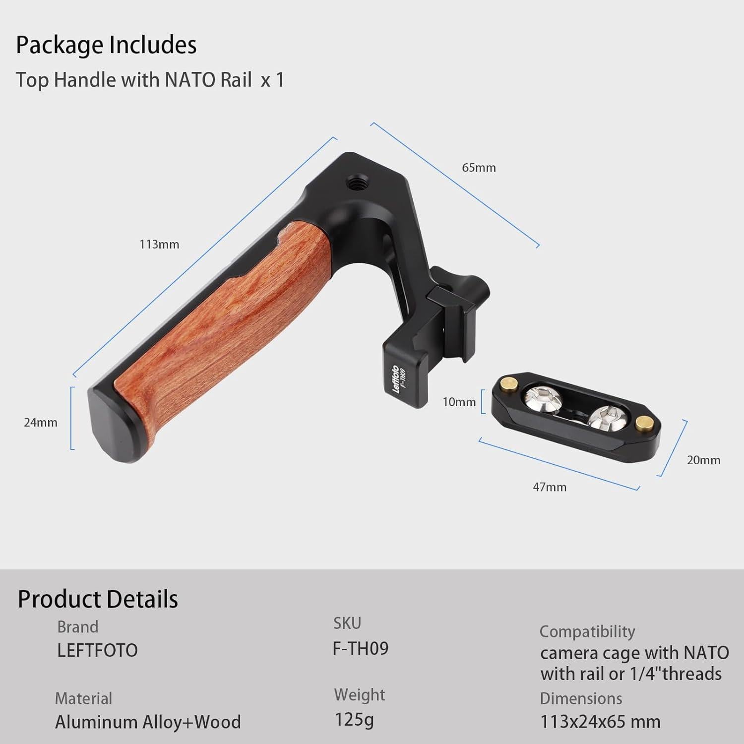 Empuñadura Superior Leftfoto con Riel NATO y Madera Ergonómica