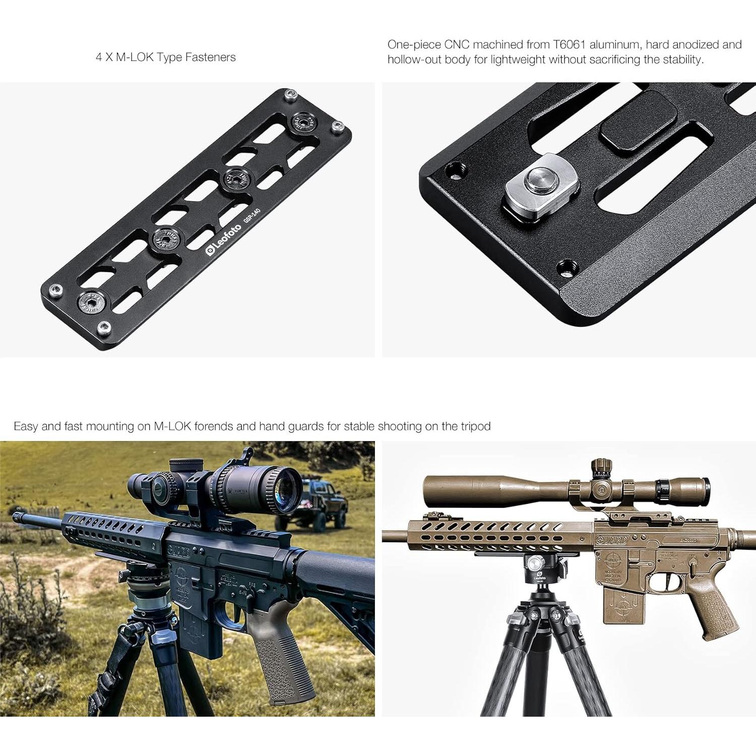 Placa de Soporte para Rifle Leofoto GSP-140 140mm QR Arca-Type