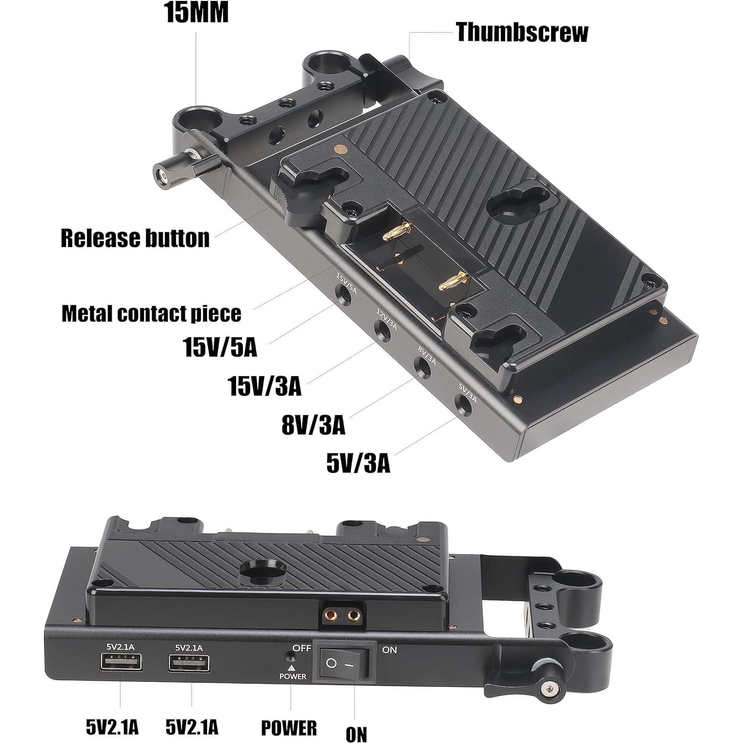 Placa de Batería Fotga 15mm Montura Dorada D-Tap 14.8V