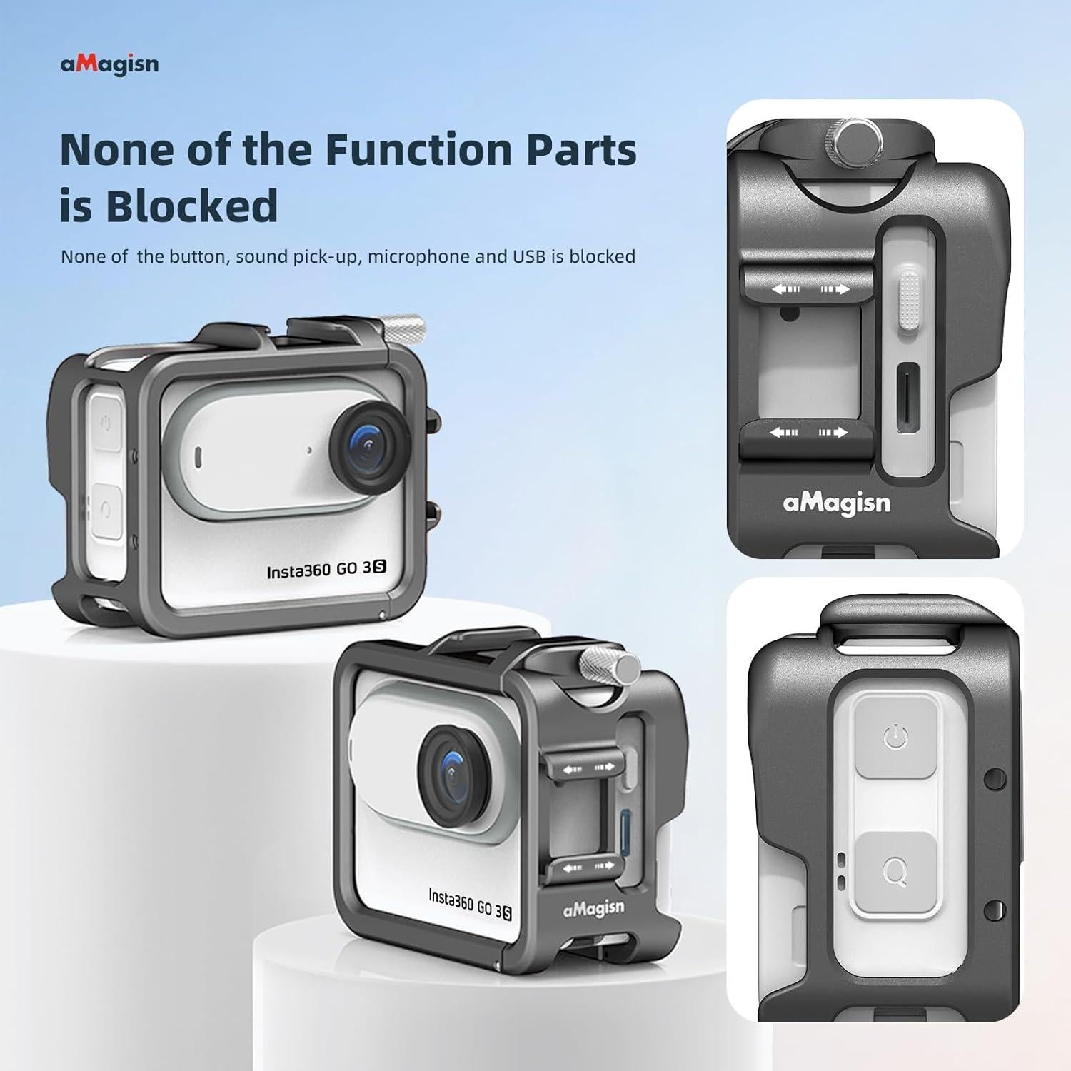 Jaula de Aluminio para Insta360 GO 3S/GO 3 con Funda de Silicona