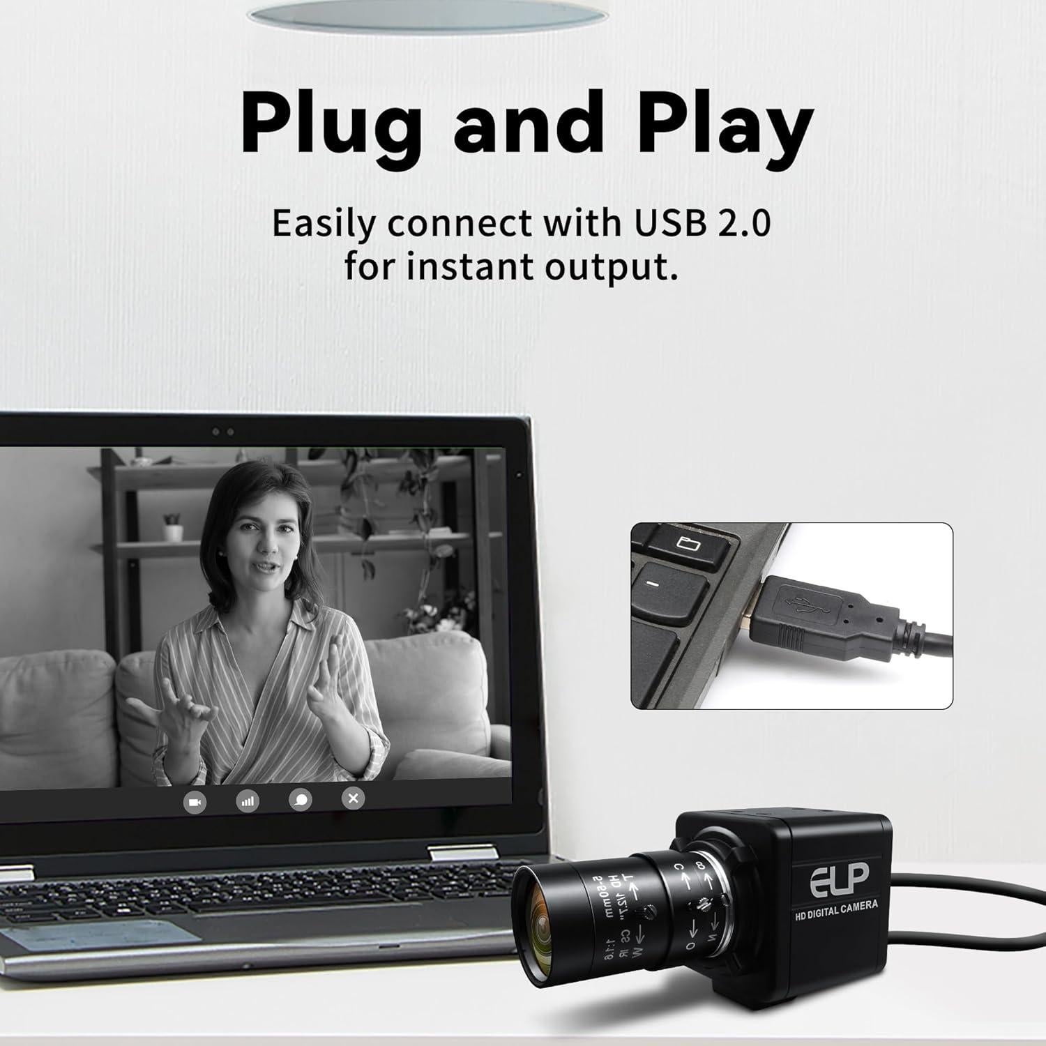 Cámara USB QILOVE 800P Monocromática 640fps Lente 5-50mm