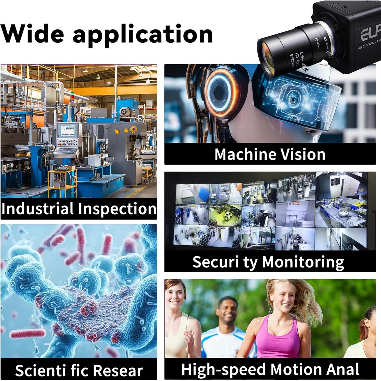 Cámara USB QILOVE 800P Monocromática 640fps Lente 5-50mm