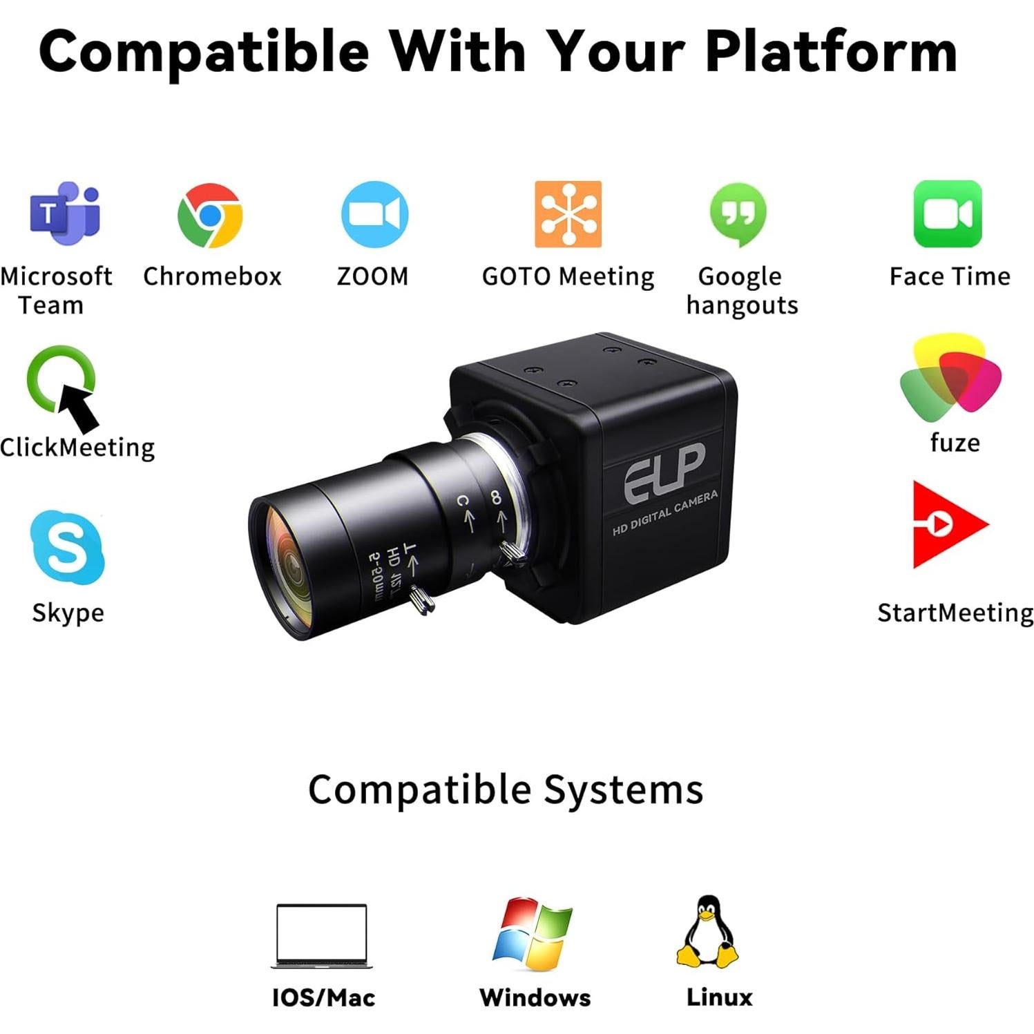 Cámara USB QILOVE 800P Monocromática 640fps Lente 5-50mm