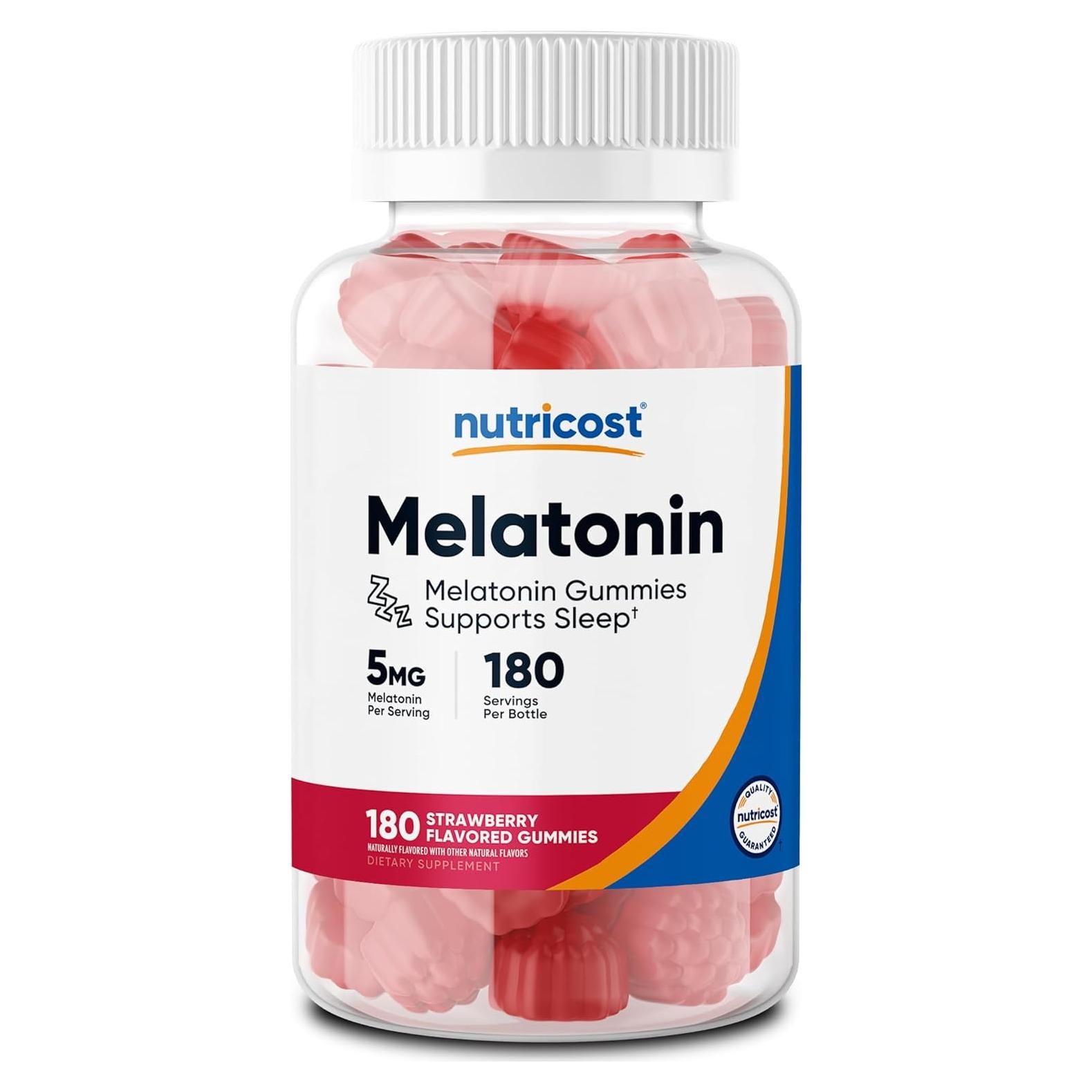 Gominolas de Melatonina 5mg Nutricost - 180 Unidades Sabor Fresa