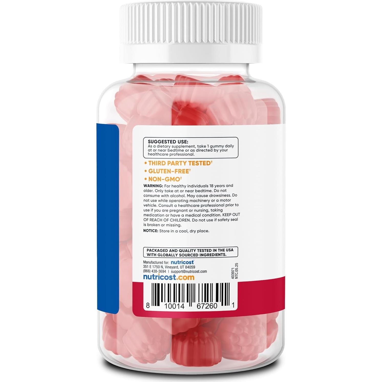 Gominolas de Melatonina 5mg Nutricost - 180 Unidades Sabor Fresa