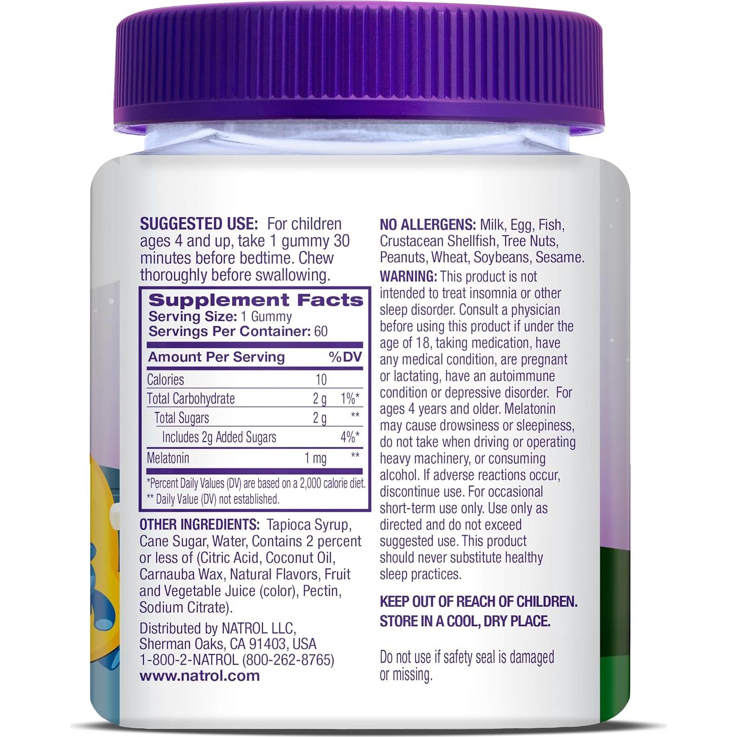 Gominolas de Melatonina Natrol Niños 1mg 60 Unidades