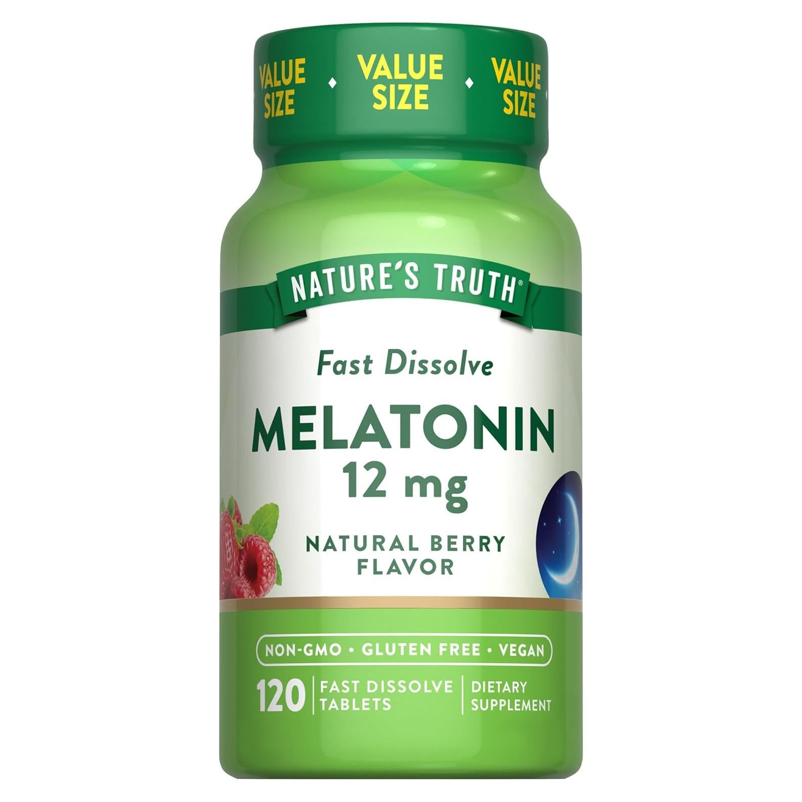Tabletas de Melatonina Veganas 12mg - Verdad de la Naturaleza - 120 Conteo