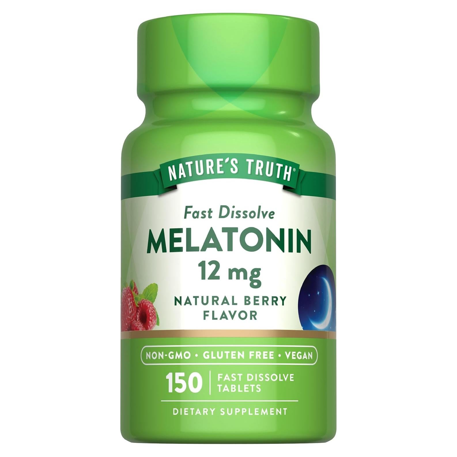 Melatonina 12 mg Verdad de la Naturaleza 150 Tabletas Sabor Baya