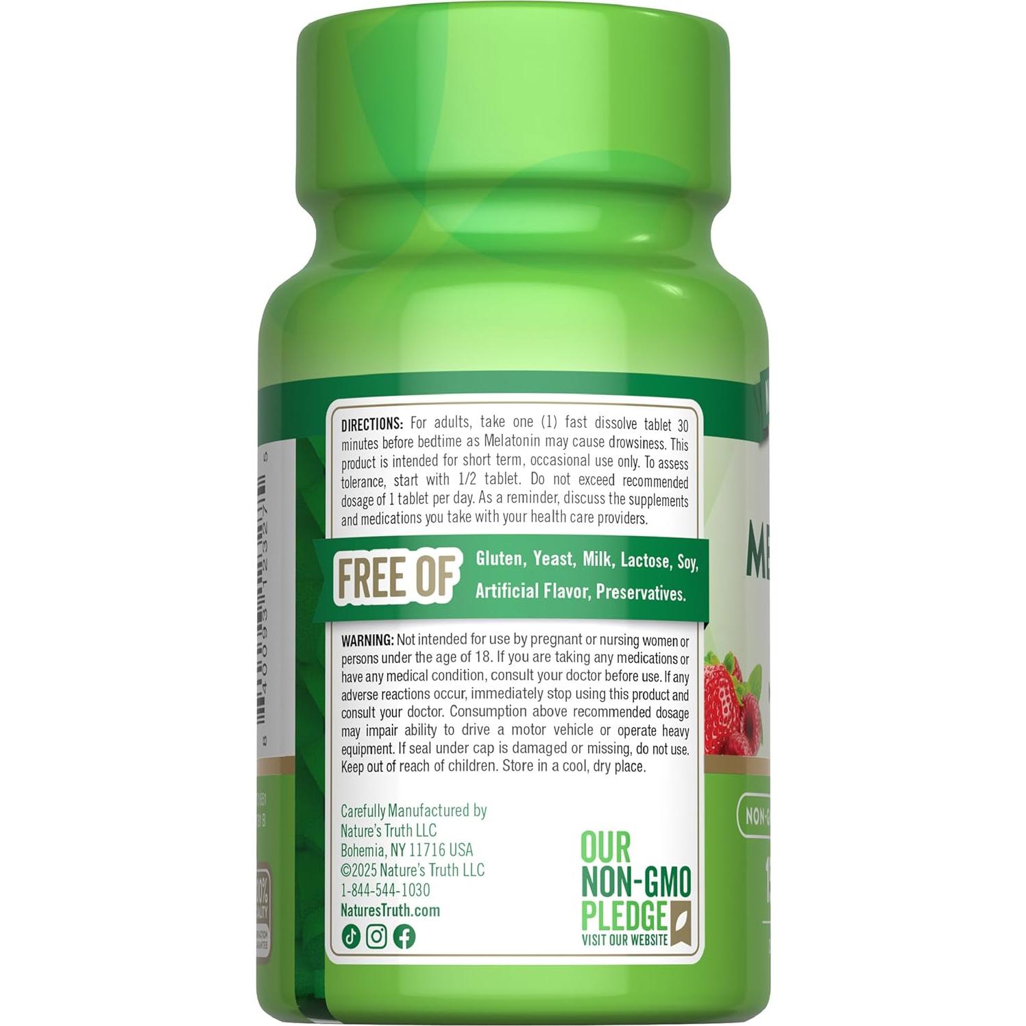 Melatonina 12 mg Verdad de la Naturaleza 150 Tabletas Sabor Baya