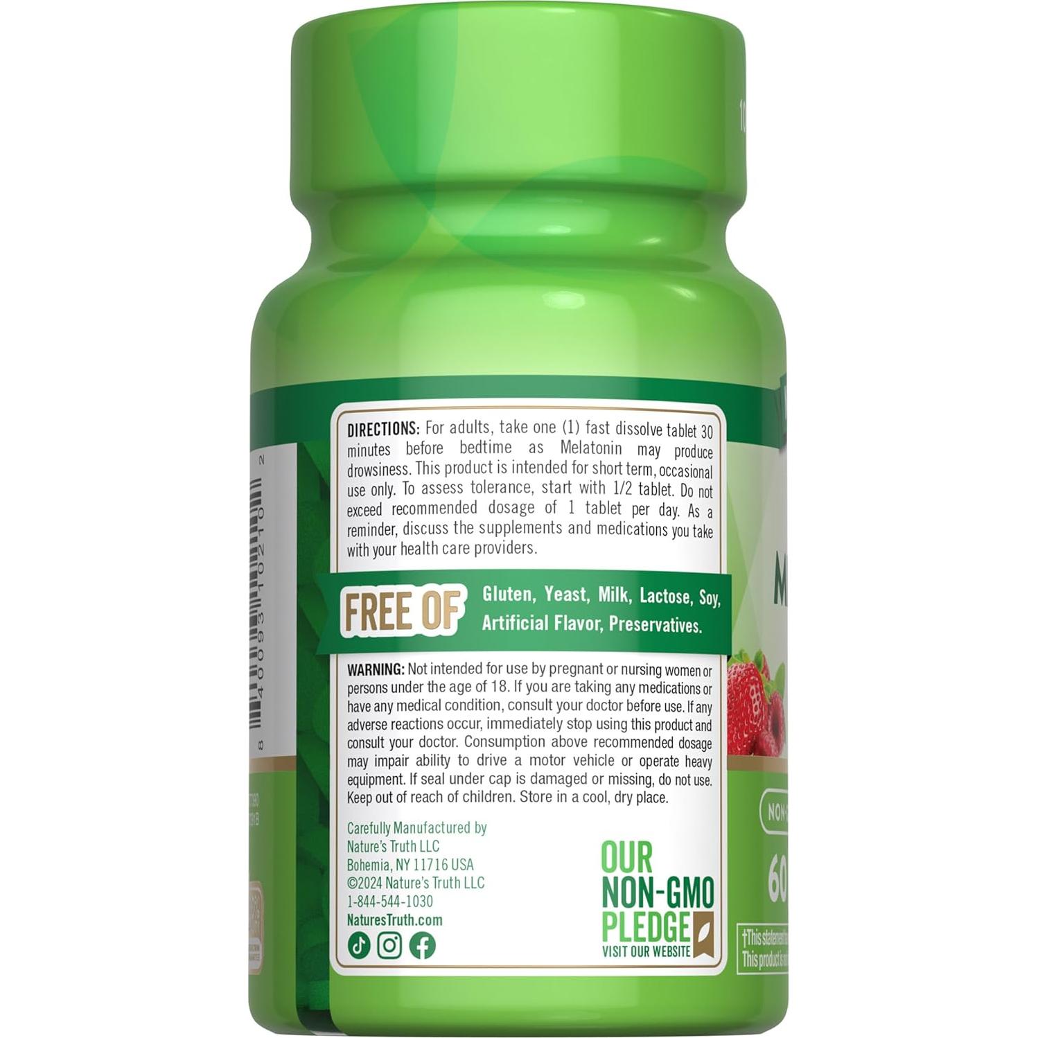 Melatonina Vegana 12mg Verdad de la Naturaleza 60 Tabletas