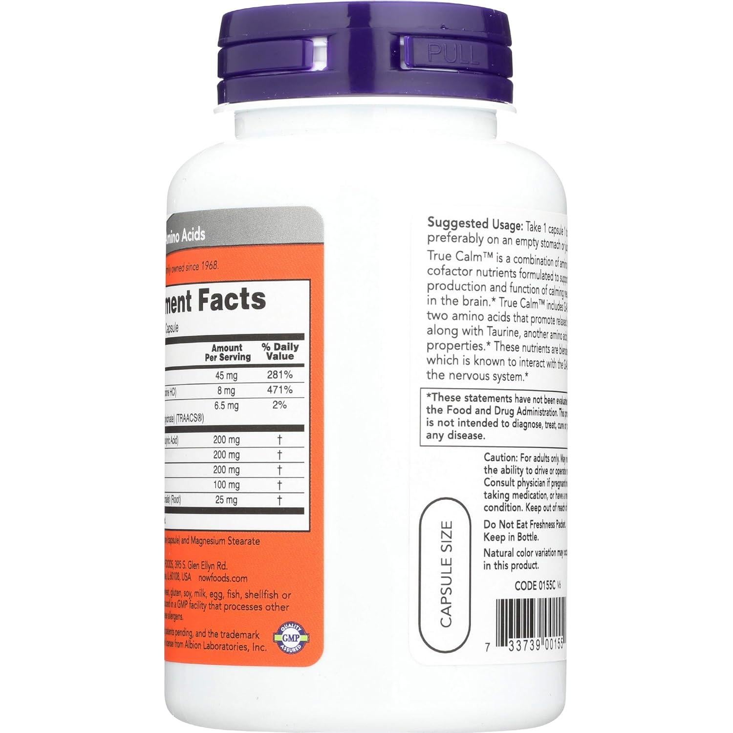 Suplemento Relaxante Now Foods True Calm 90 Cápsulas