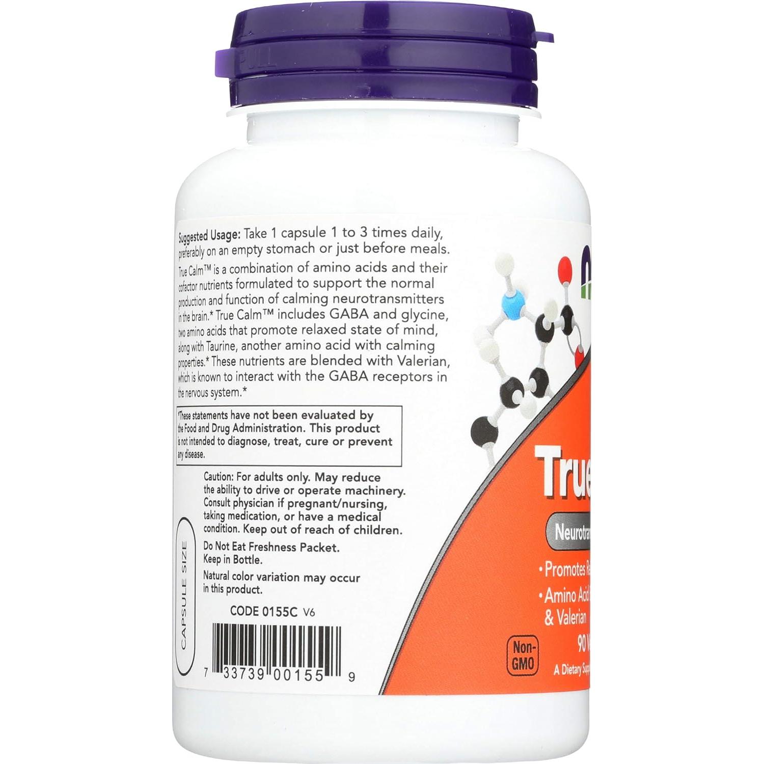 Suplemento Relaxante Now Foods True Calm 90 Cápsulas