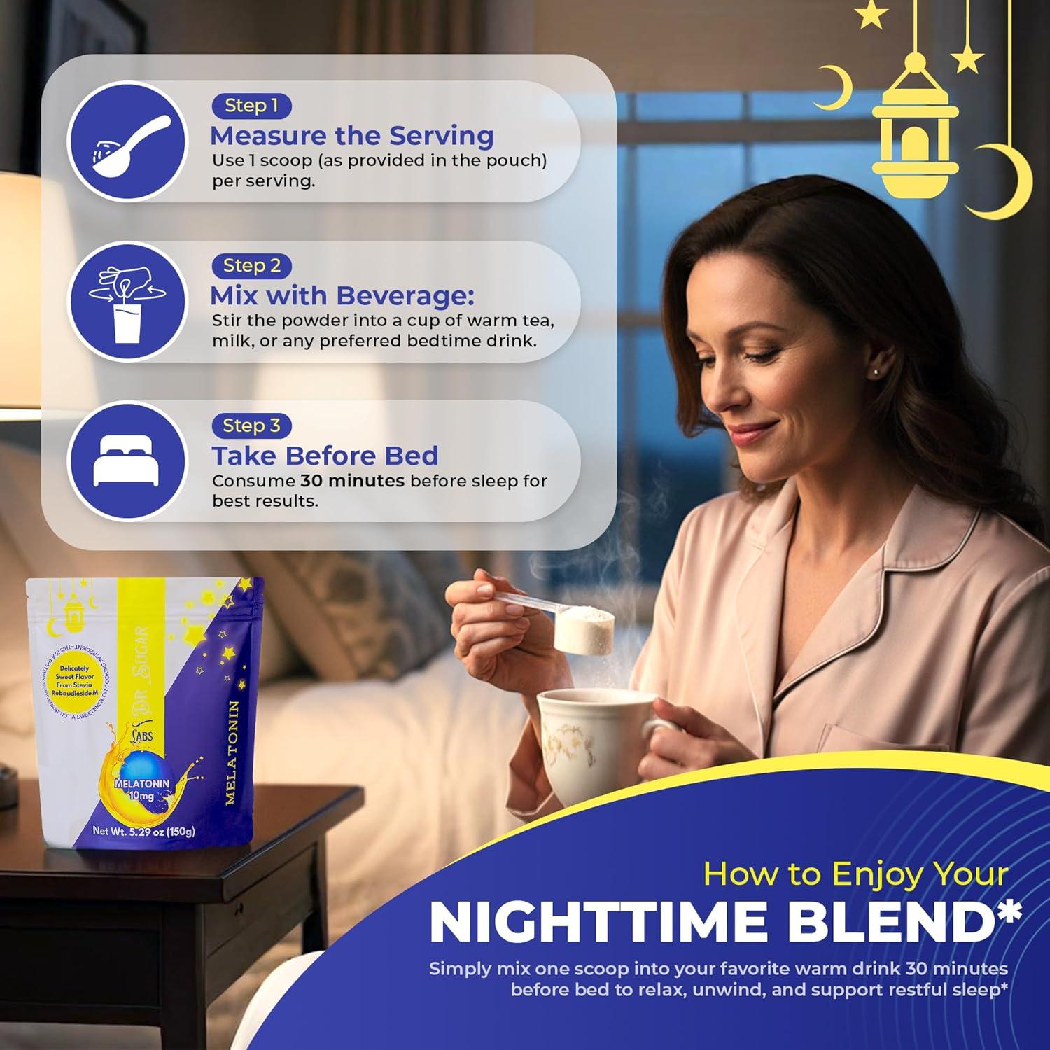 Dr Sugar Labs Mezcla de Bebida en Polvo con Melatonina 10mg