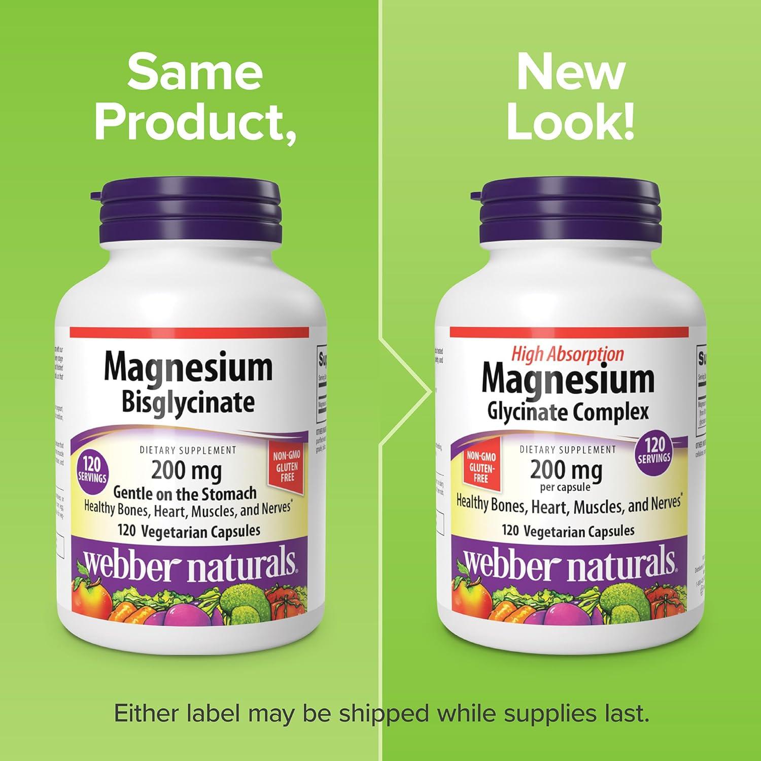 Glicinato de Magnesio Webber Naturals 200 mg 180 Cápsulas Veganas