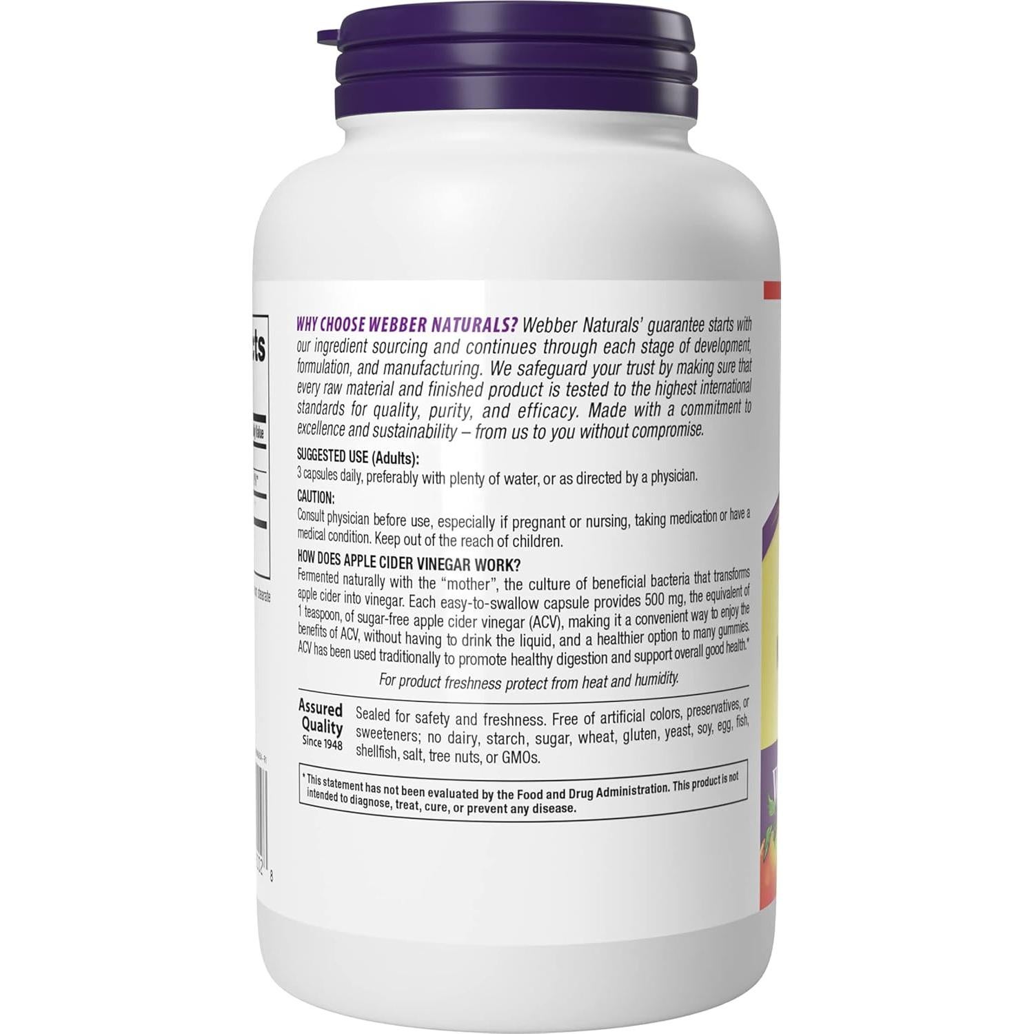 Cápsulas de Vinagre de Sidra de Manzana Webber Naturals 240 Uds