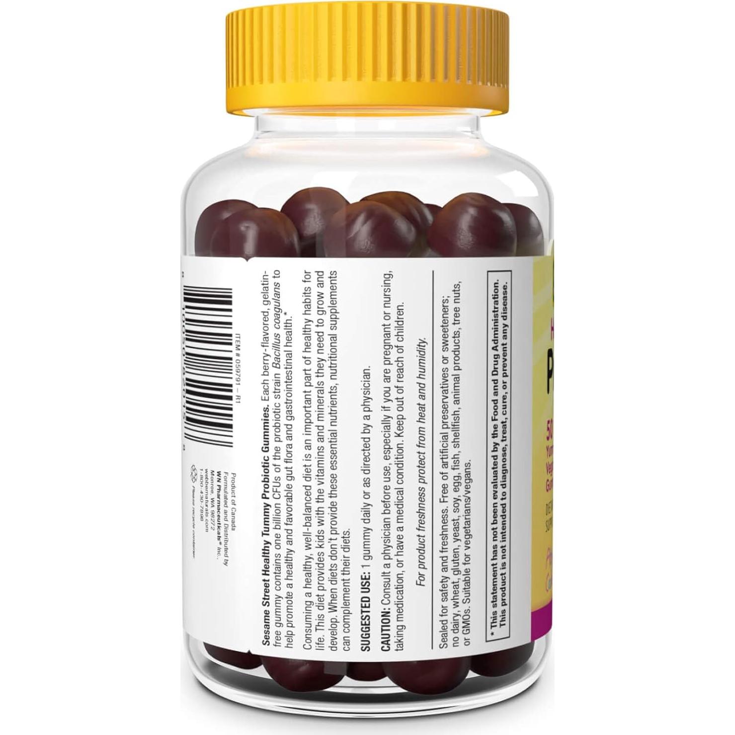 Gummies Probioticos Veganos Sesame Street para Niños 50 Unidades