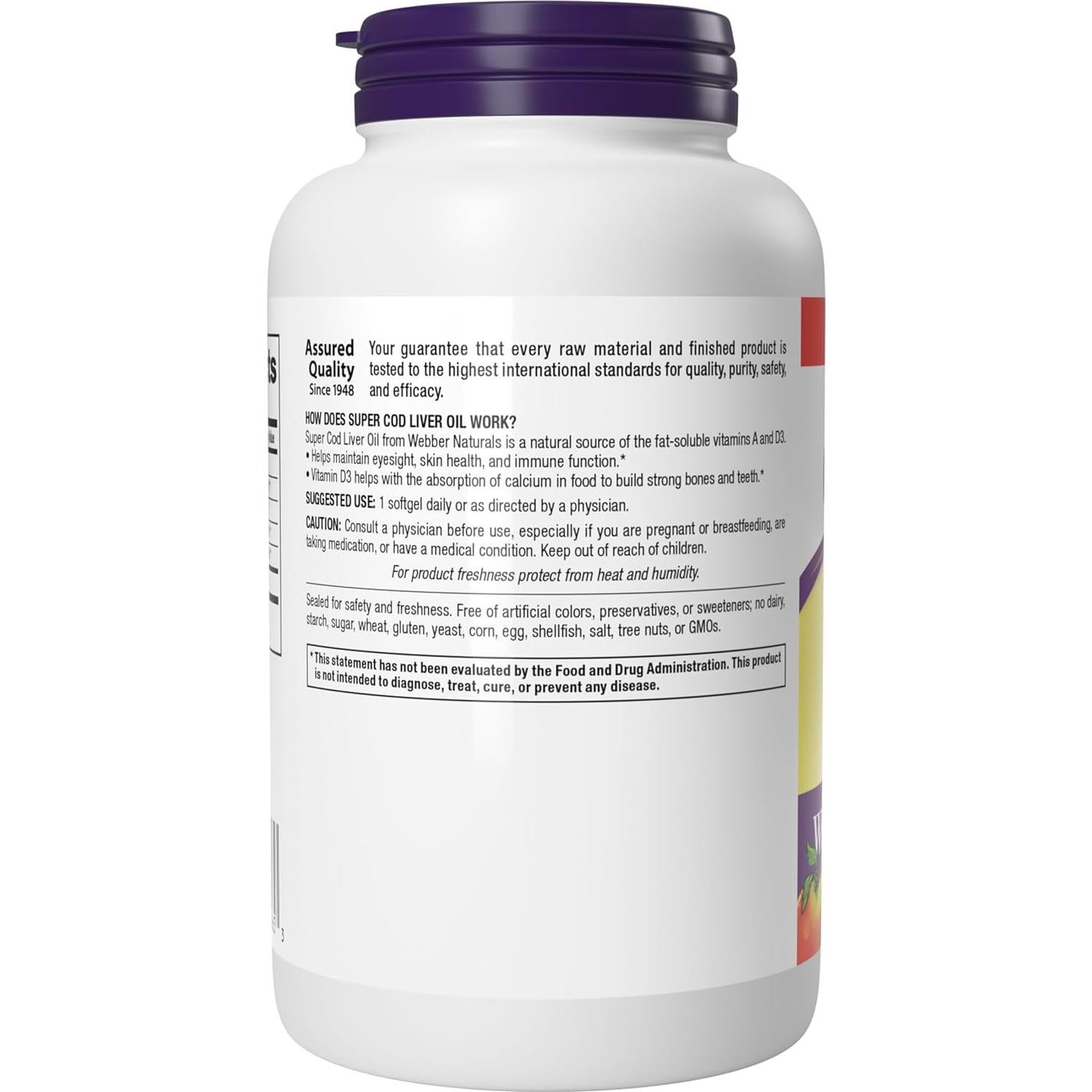 Aceite de Hígado de Bacalao Webber Naturals 1100 mg 180 Softgels