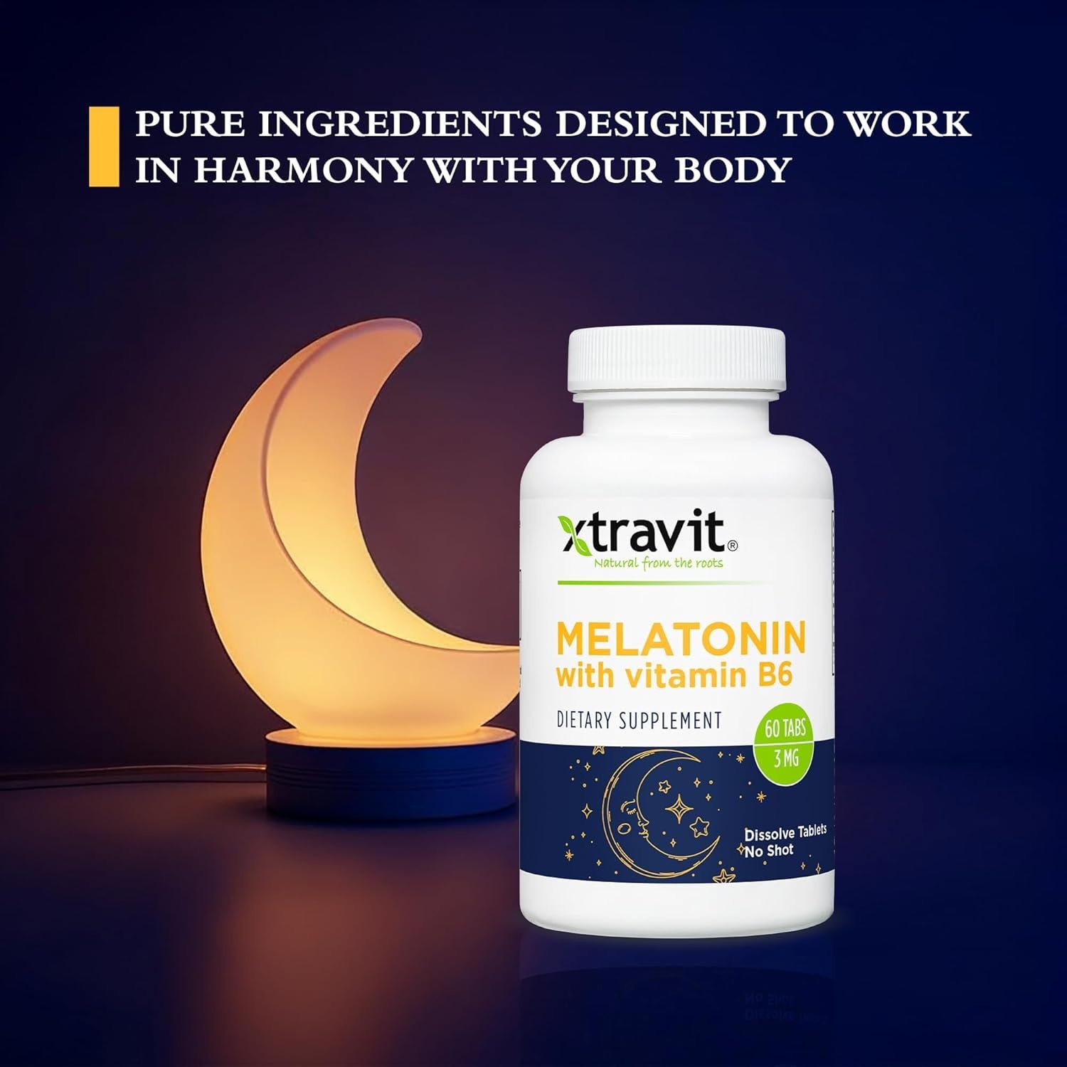 Melatonina Xtravit 20mg + B6 - 60 Cápsulas Veganas para Dormir