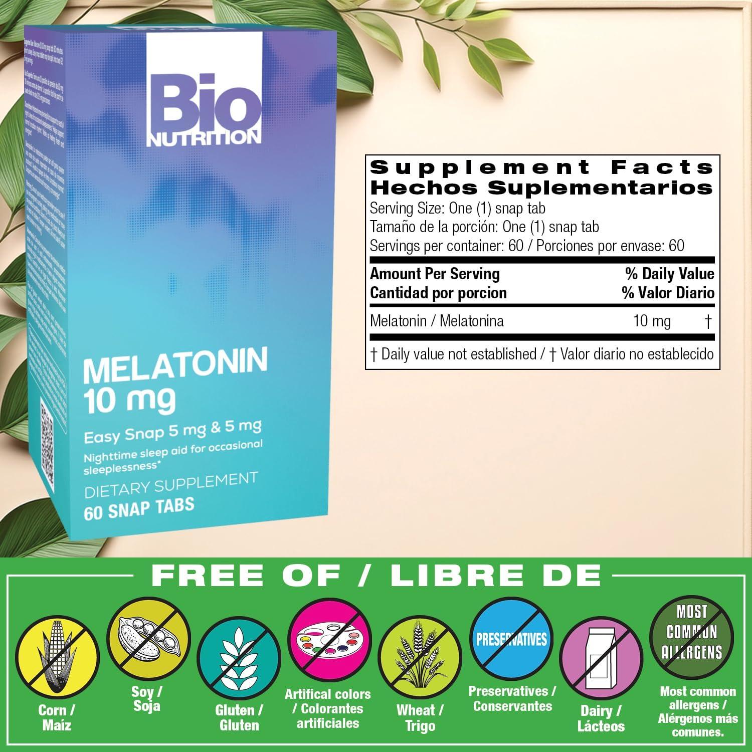 Tabletas de Melatonina Bio Nutrition 10 mg - 60 Unidades