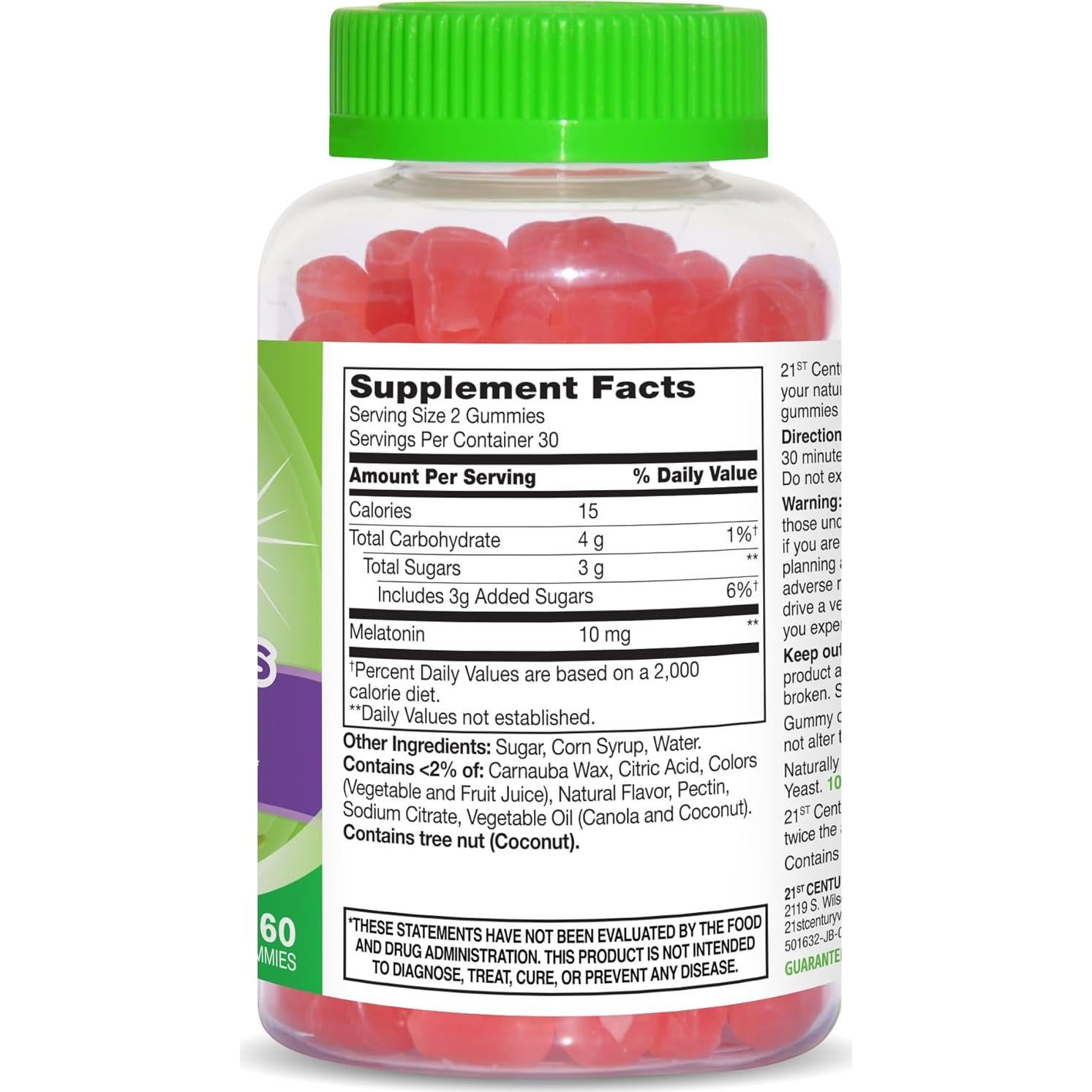 Gomitas de Melatonina Extra Fuerte 21st Century 10 mg Fresa 60 Unidades