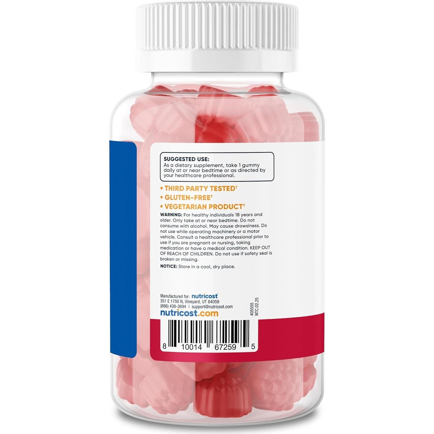 Gominolas de Melatonina 3mg Nutricost 180 Unidades Sabor Fresa