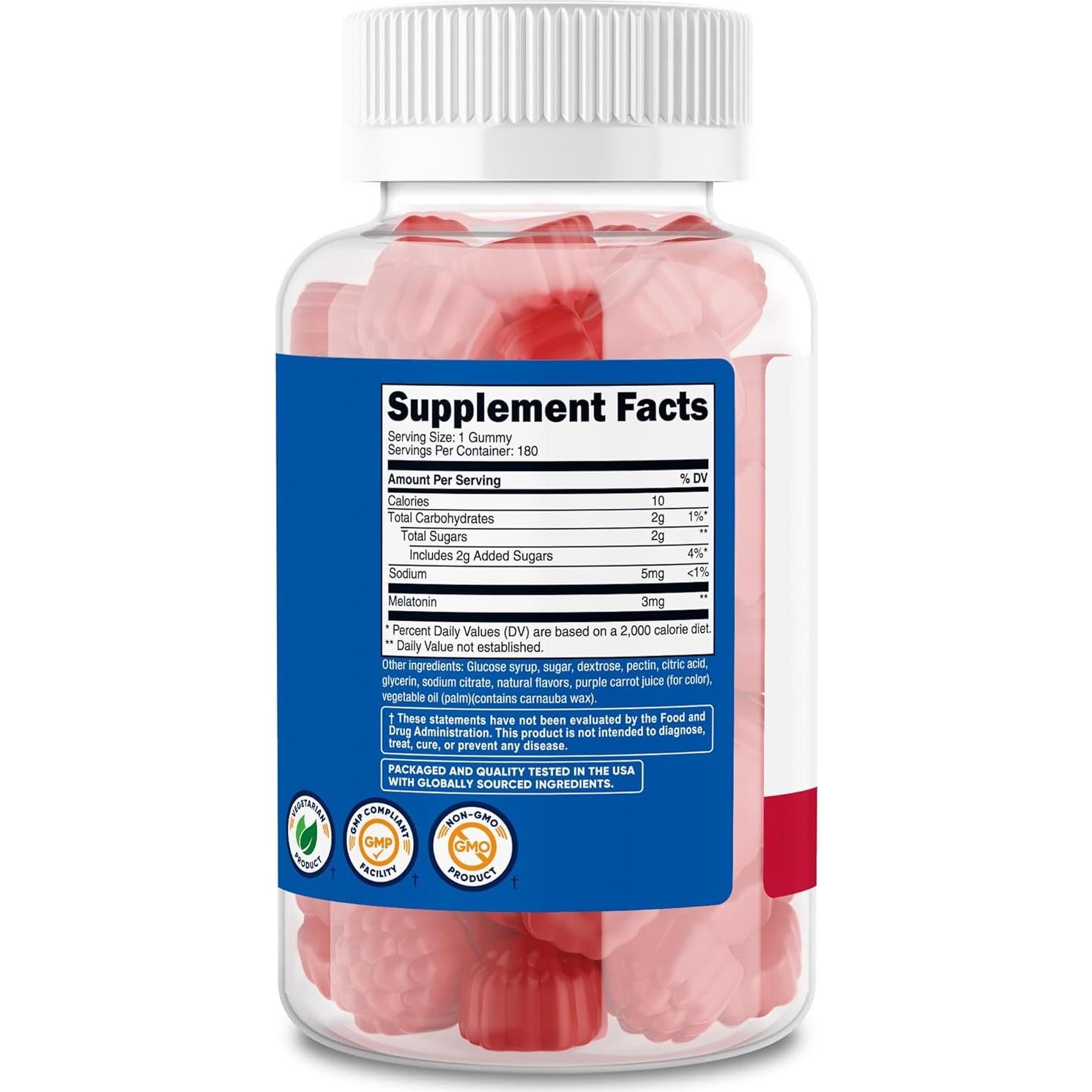 Gominolas de Melatonina 3mg Nutricost 180 Unidades Sabor Fresa