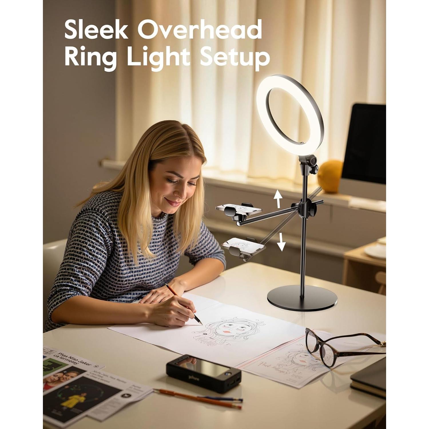 Soporte de cámara con luz anular LUXSURE 26.67 cm